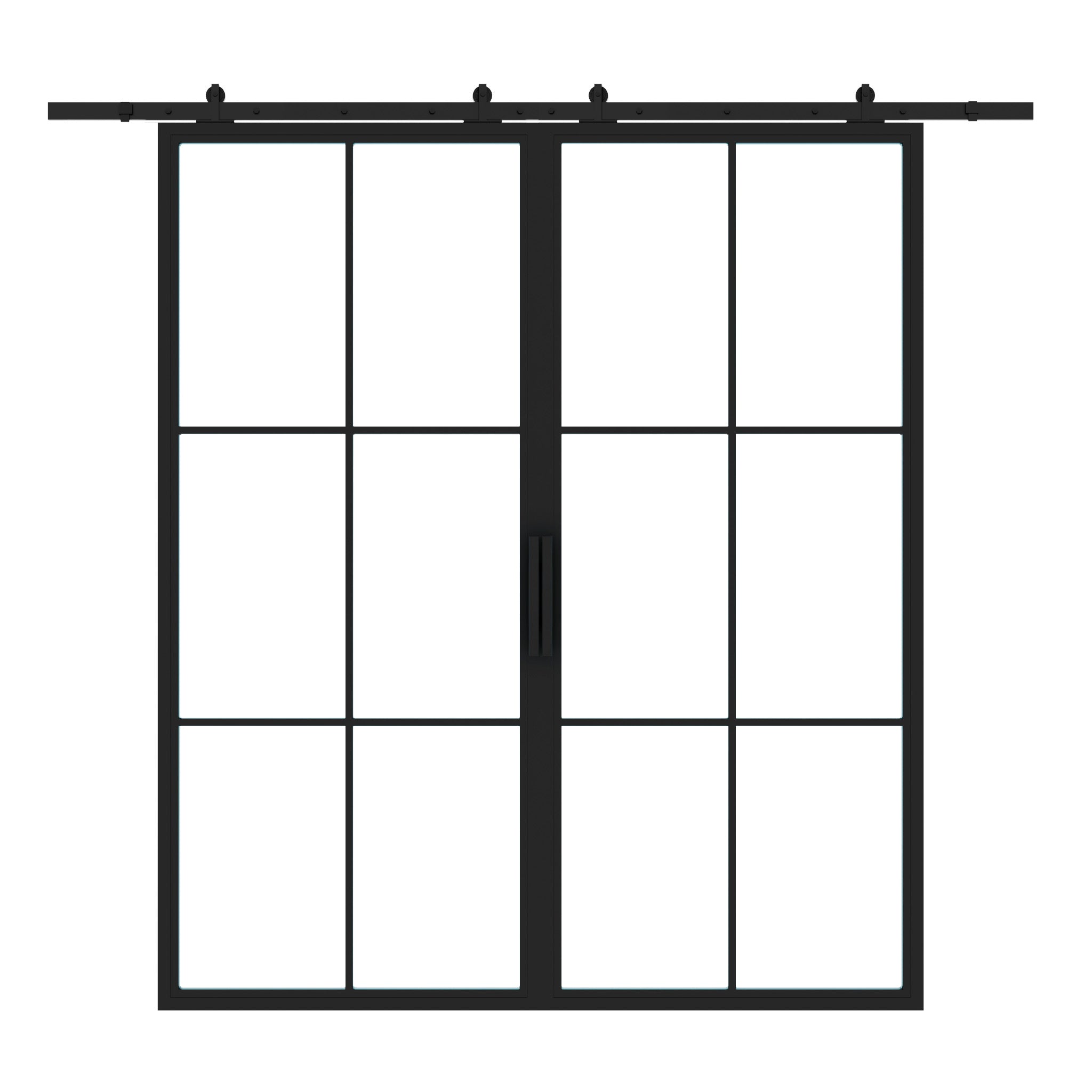 Double Interior Steel Glass Barn Door Pre-Order