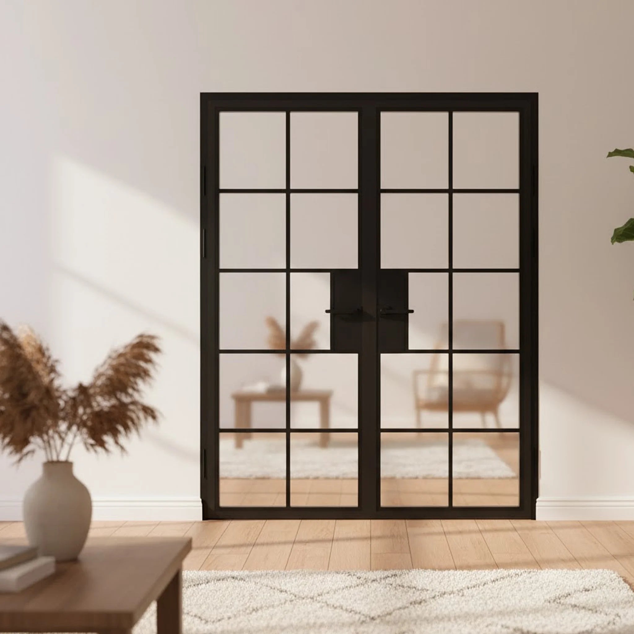 10 Lite Interior Steel French Double Door Classic Grid - Alpada Doors
