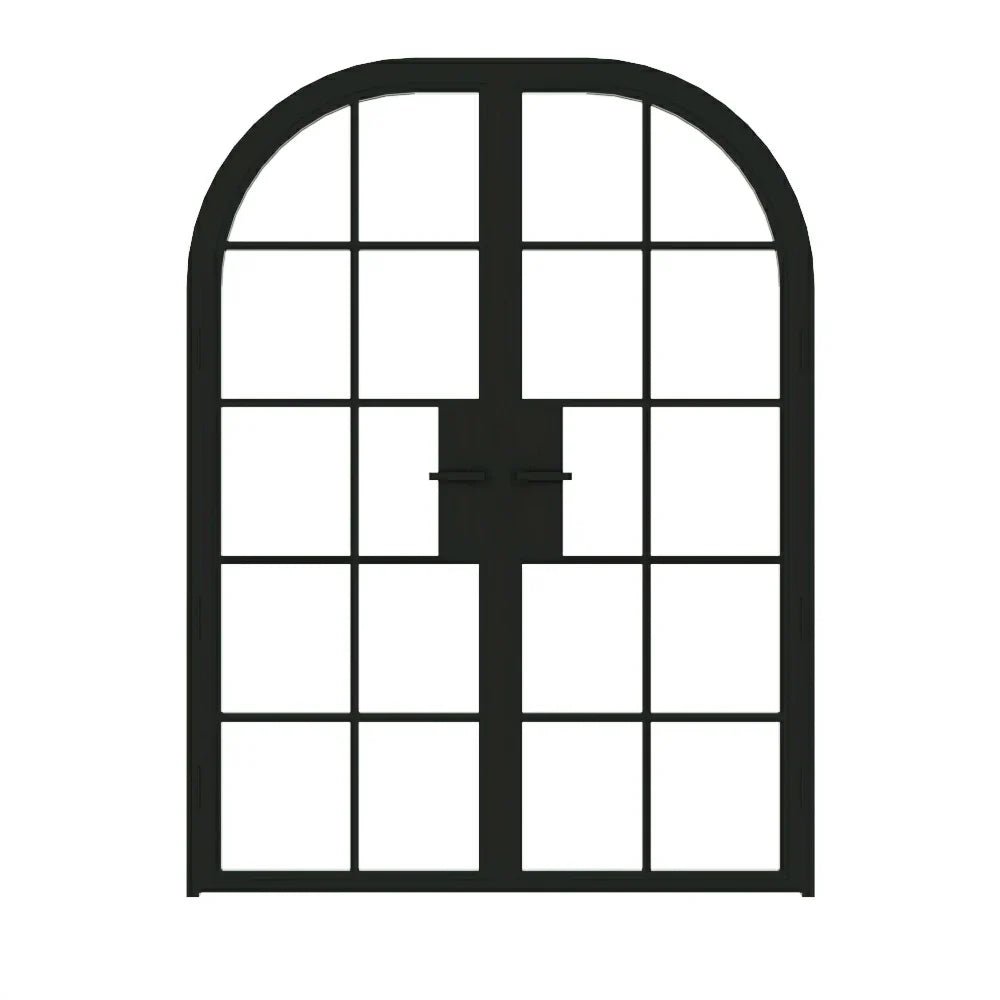 10 Lite Interior Steel Round Top French Double Door - AlpadaDoors - Arched interior french doors