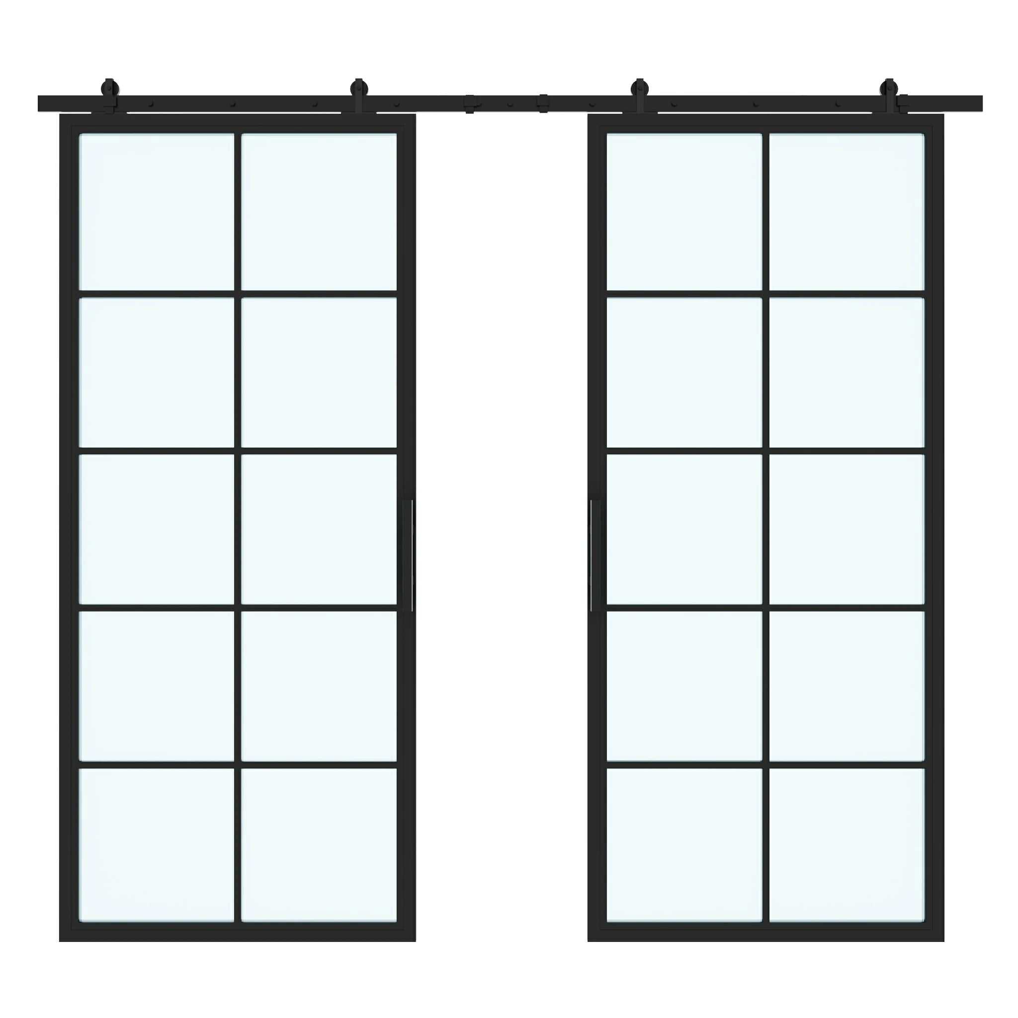 10 Lite Double Interior Steel Glass Barn Door