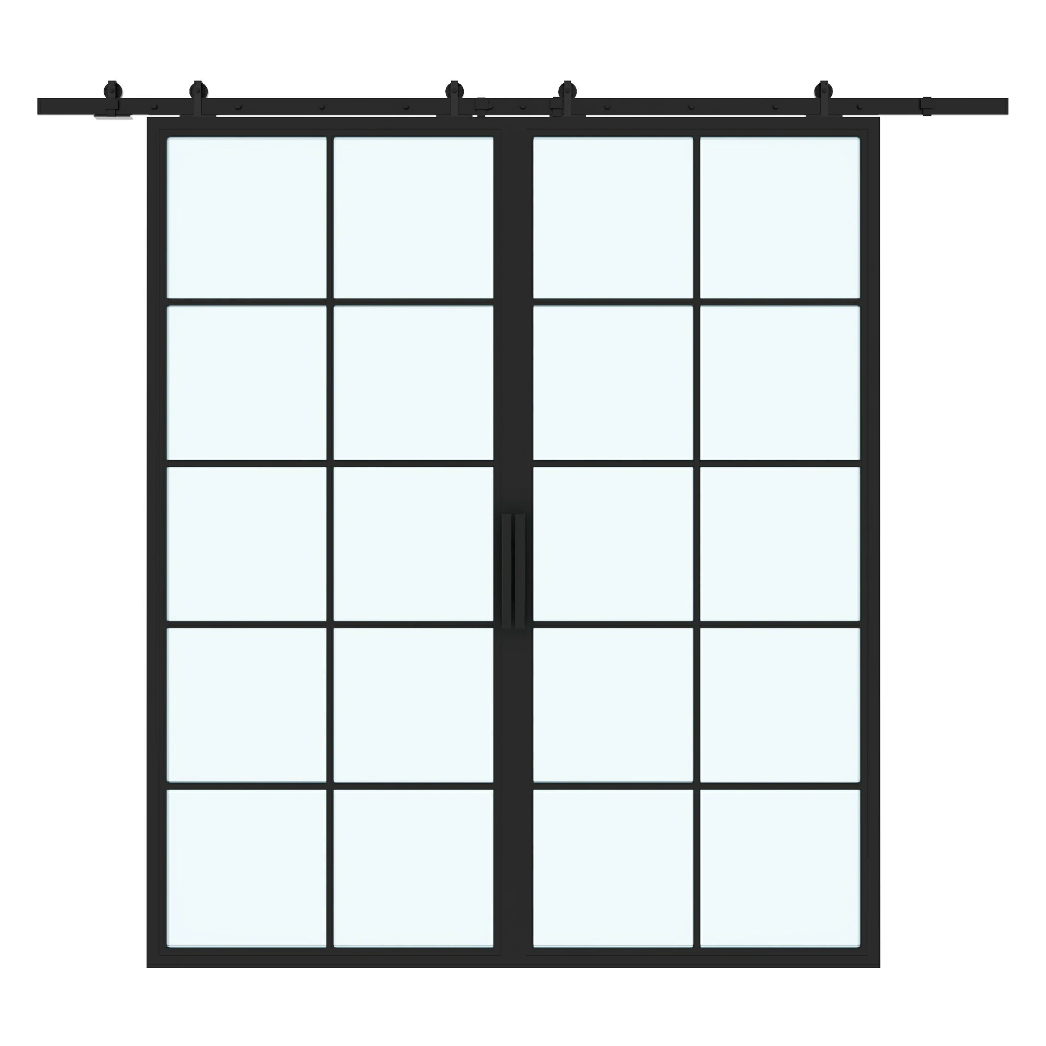 10 Lite Double Interior Steel Glass Barn Door