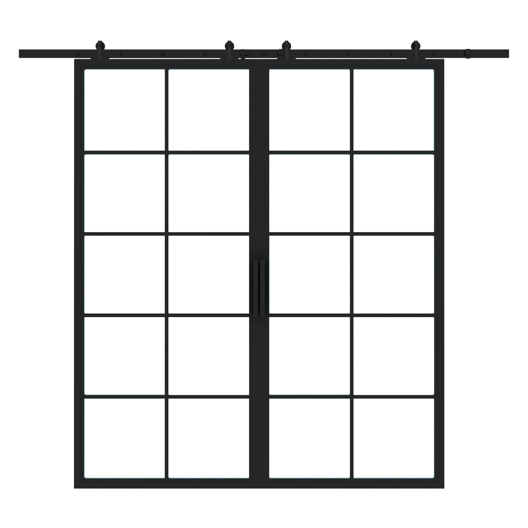 Double Interior Steel Glass Barn Door Pre-Order