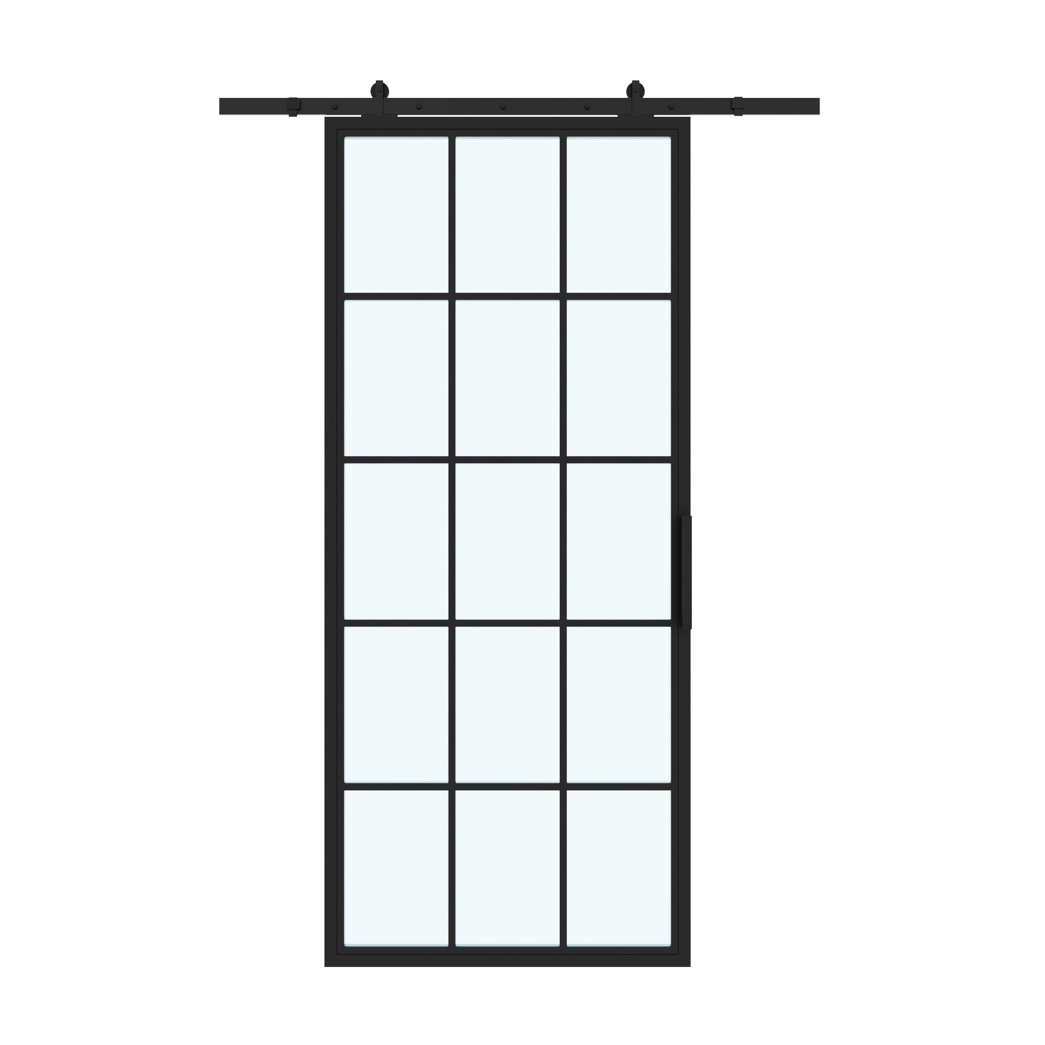 15 Lite Interior Steel Glass Barn Door