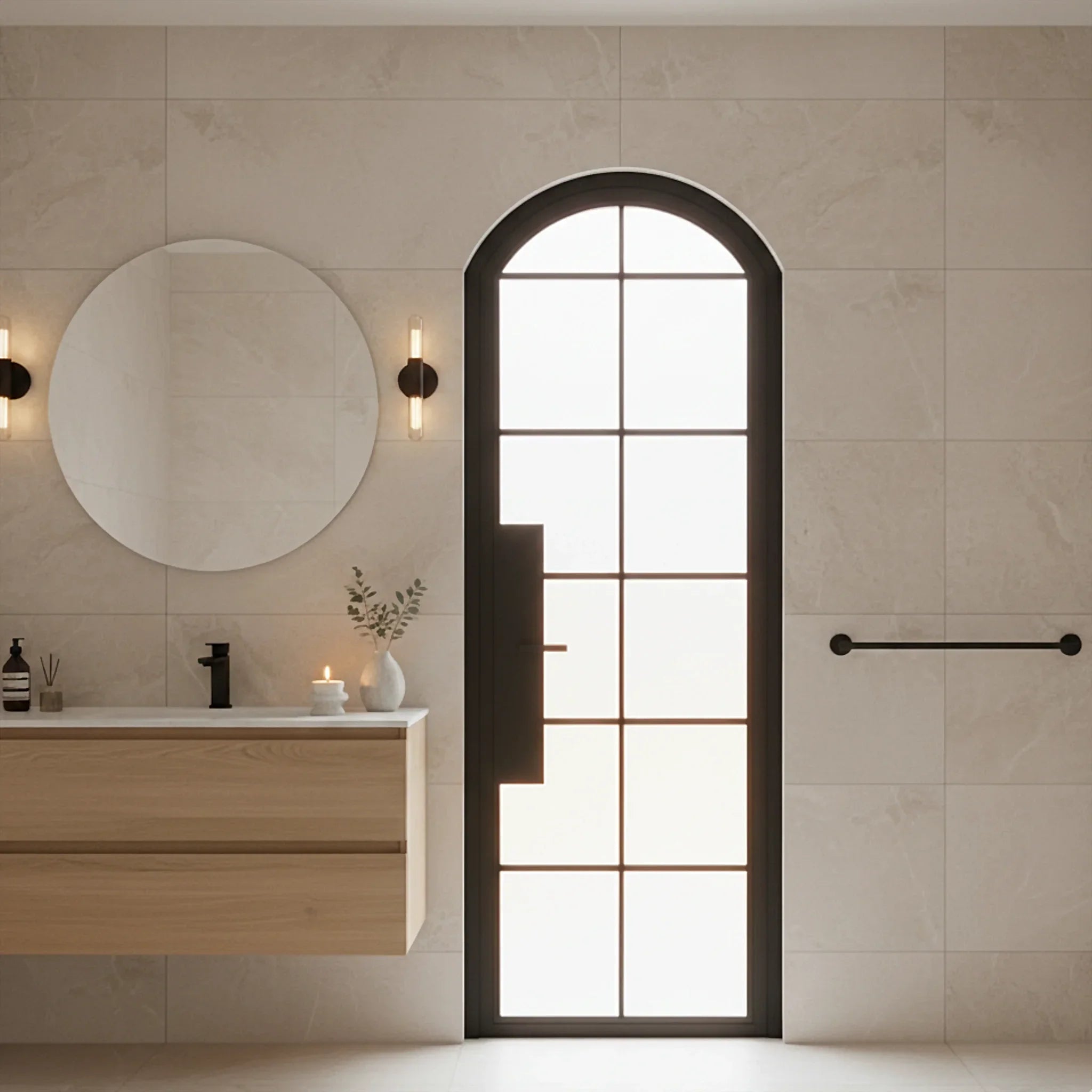 12 Lite Interior Steel Arched Top French Door - AlpadaDoors - Arched interior french doors