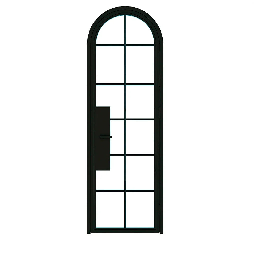 12 Lite Interior Steel Round Top French Door
