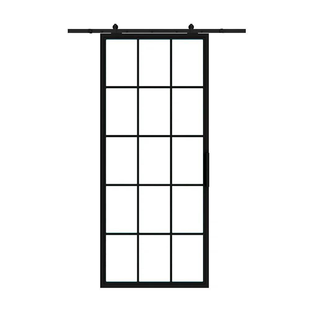 15 Lite Interior Steel French Barn Door - AlpadaDoors - Interior single barn door