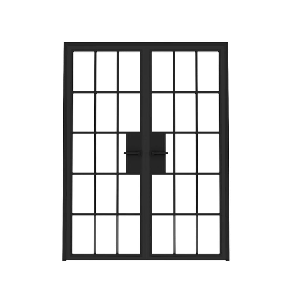 15 Lite Interior Steel French Double Door - AlpadaDoors - Interior double swing door