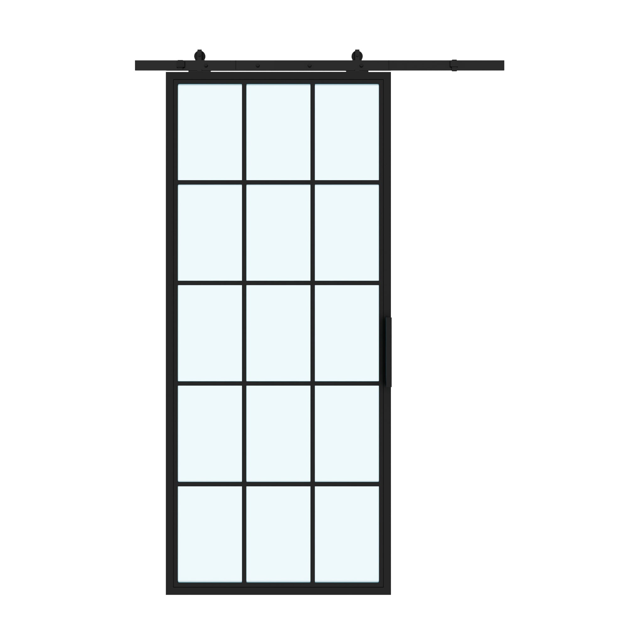 15 Lite Interior Steel Glass Barn Door