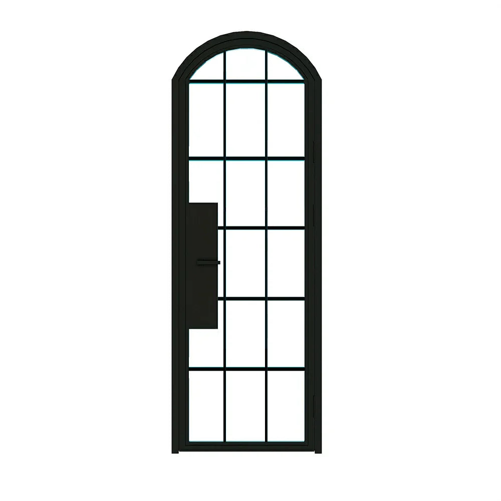 18 Lite Interior Steel Arched Top French Door