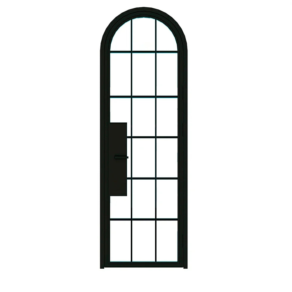 18 Lite Interior Steel Round Top French Door