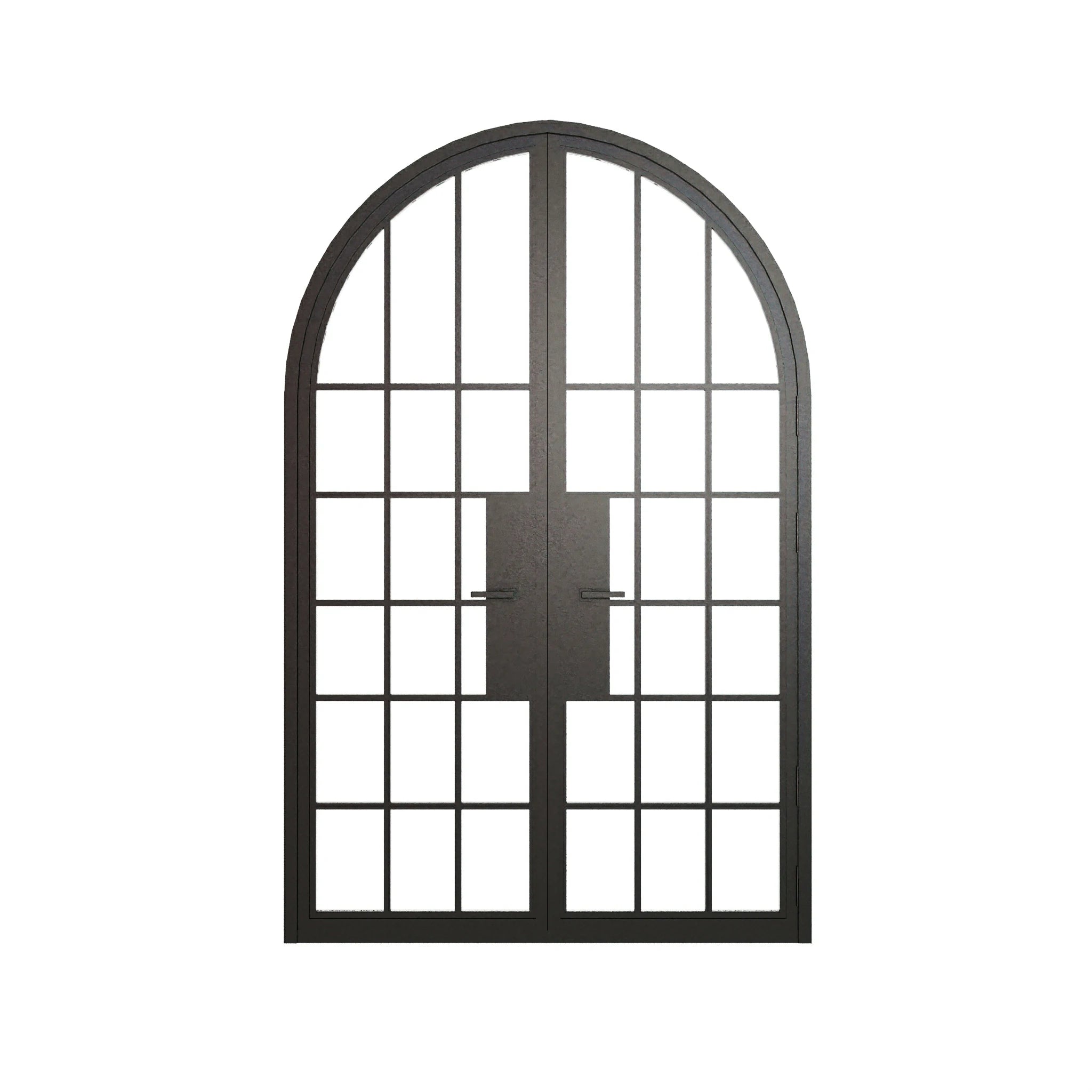 18 Lite Round Top Double Front Door - steel and glass front door closed view - Alpada Doors