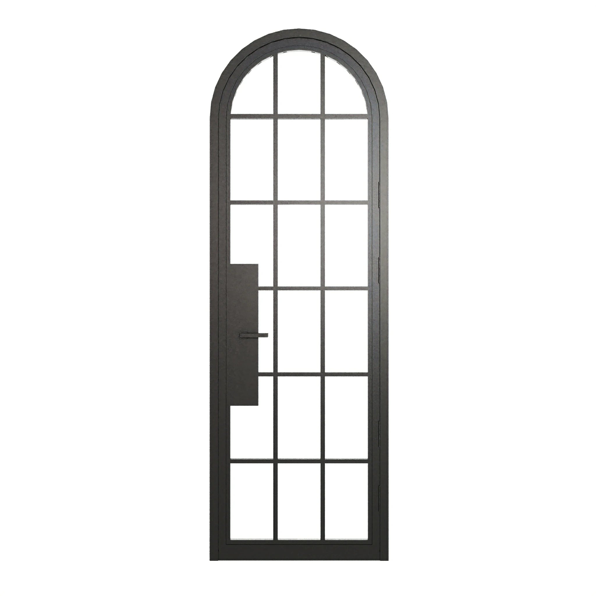 18 Lite Round Top Single Front Door - steel and glass front door closed view - Alpada Doors