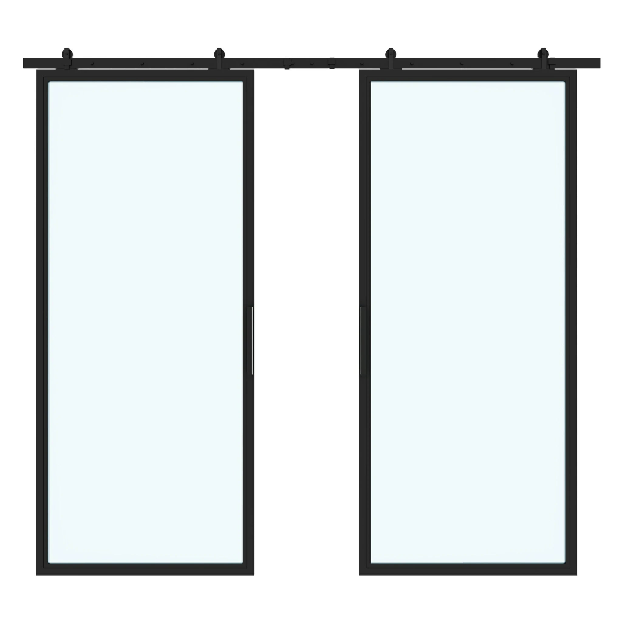 1X Lite Double Interior Steel Glass Barn Door