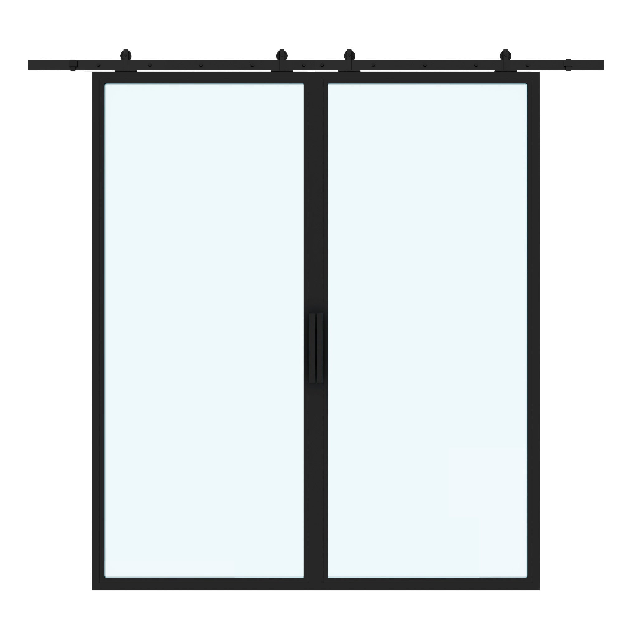 1X Lite Double Interior Steel Glass Barn Door