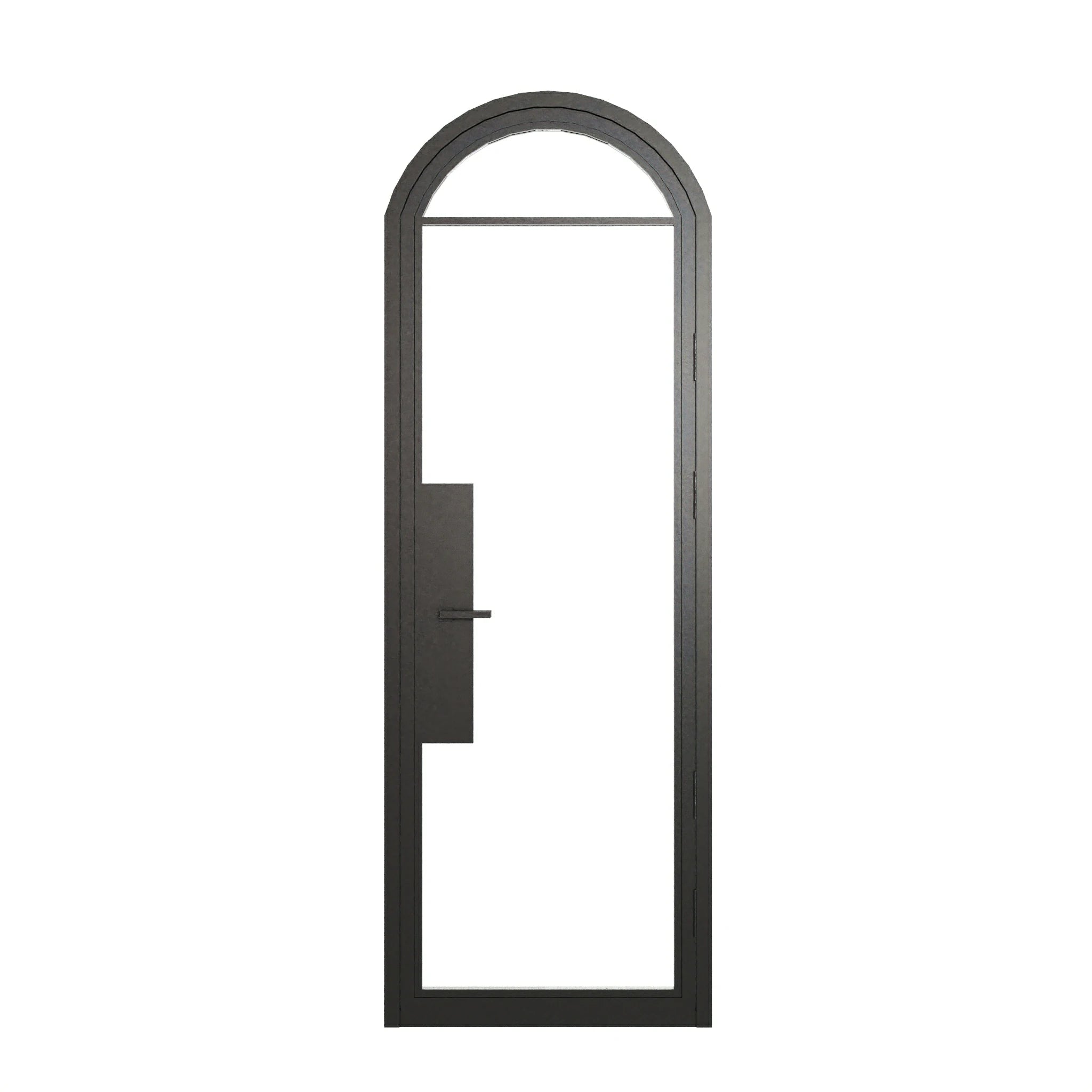 2 Lite Arched Single Front Door - steel and glass front door closed view - Alpada Doors