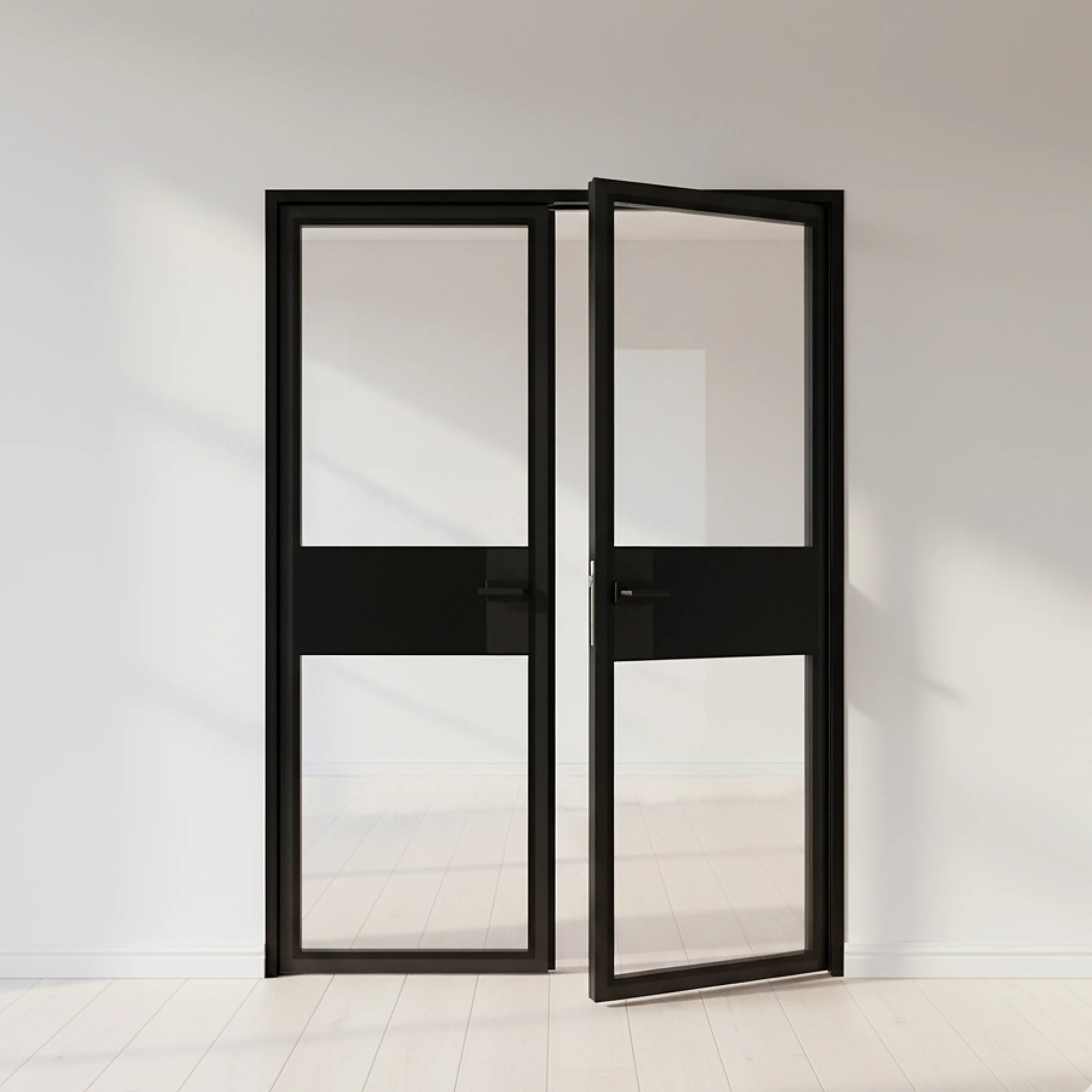 2 Lite Interior Steel Double Door Midline - Alpada Doors