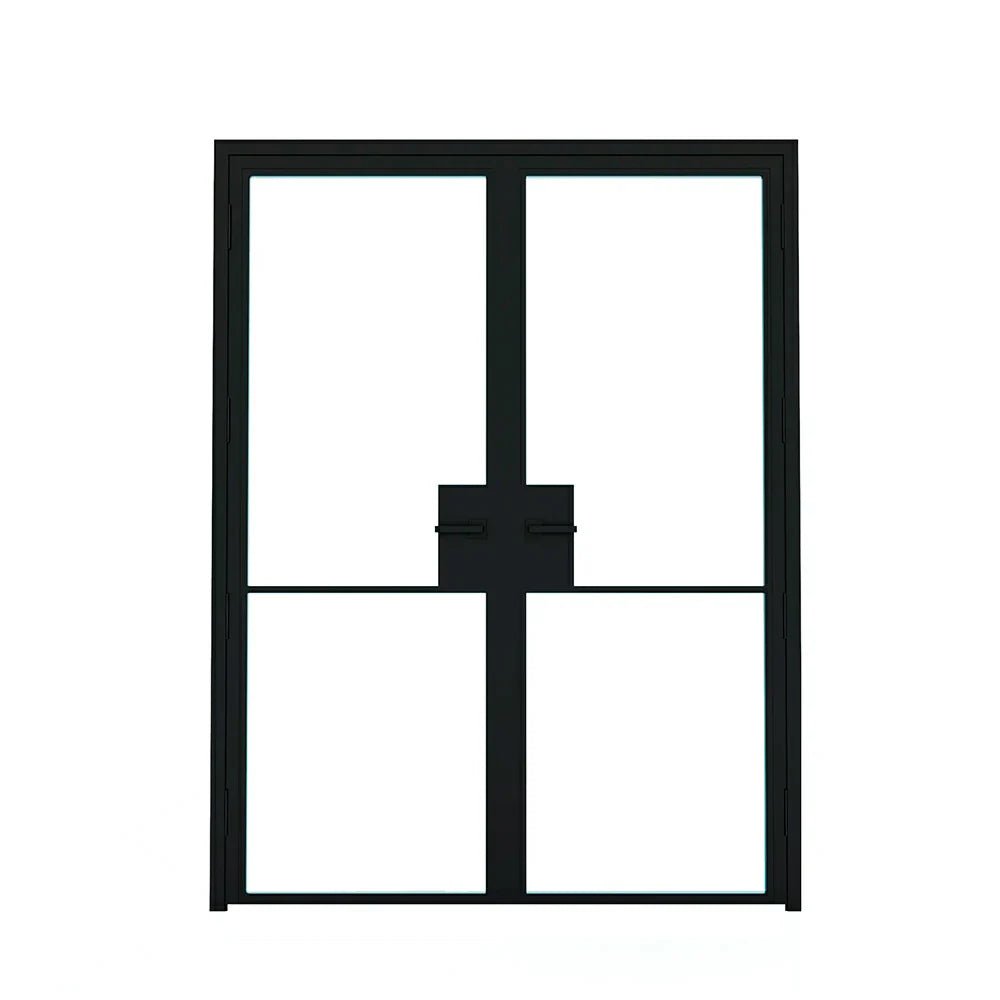 2 Lite Interior Steel French Double Door - AlpadaDoors - Interior double swing door