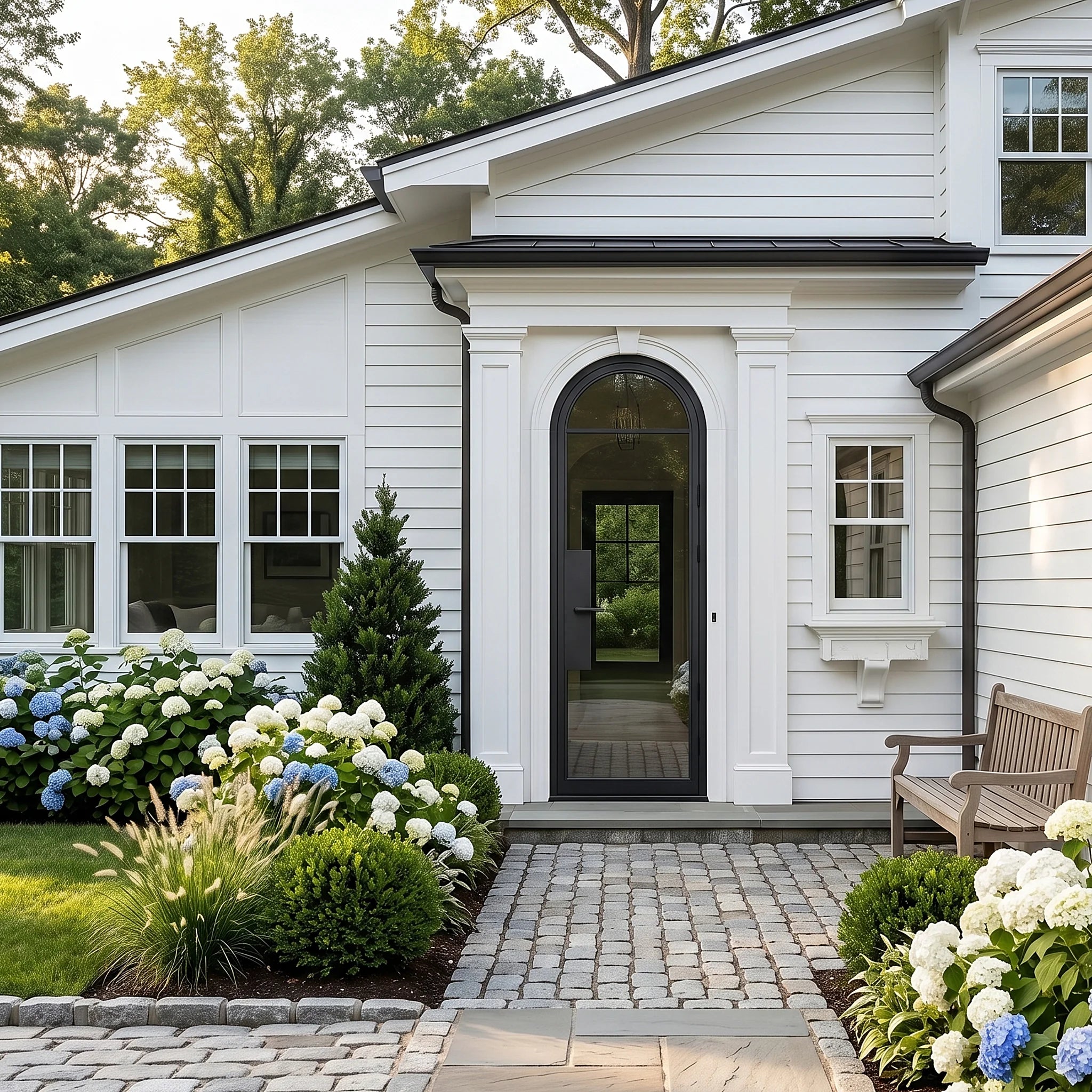 2 Lite Round Top Single Front Door - steel and glass front door front view - Alpada Doors