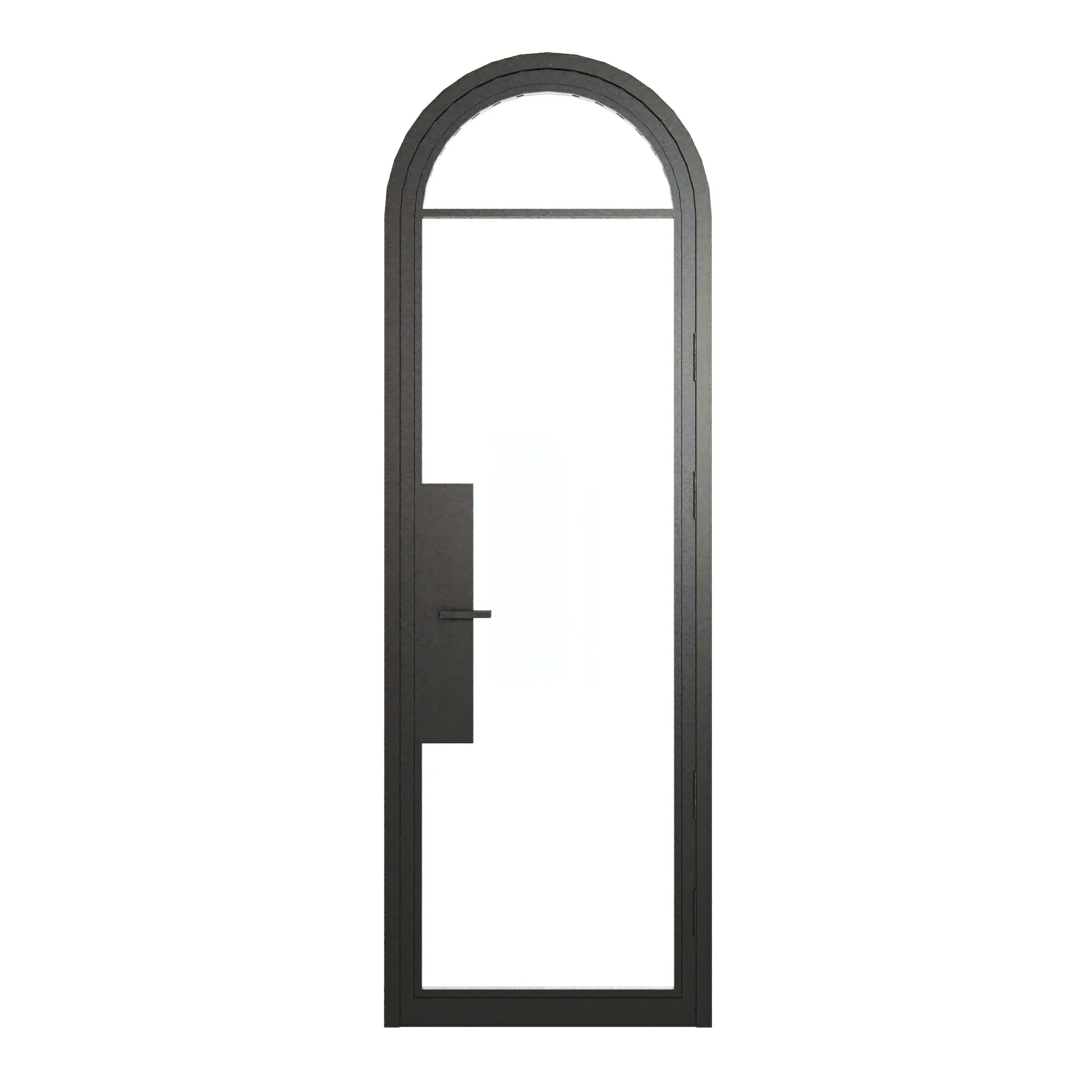 2 Lite Round Top Single Front Door - steel and glass front door closed view - Alpada Doors
