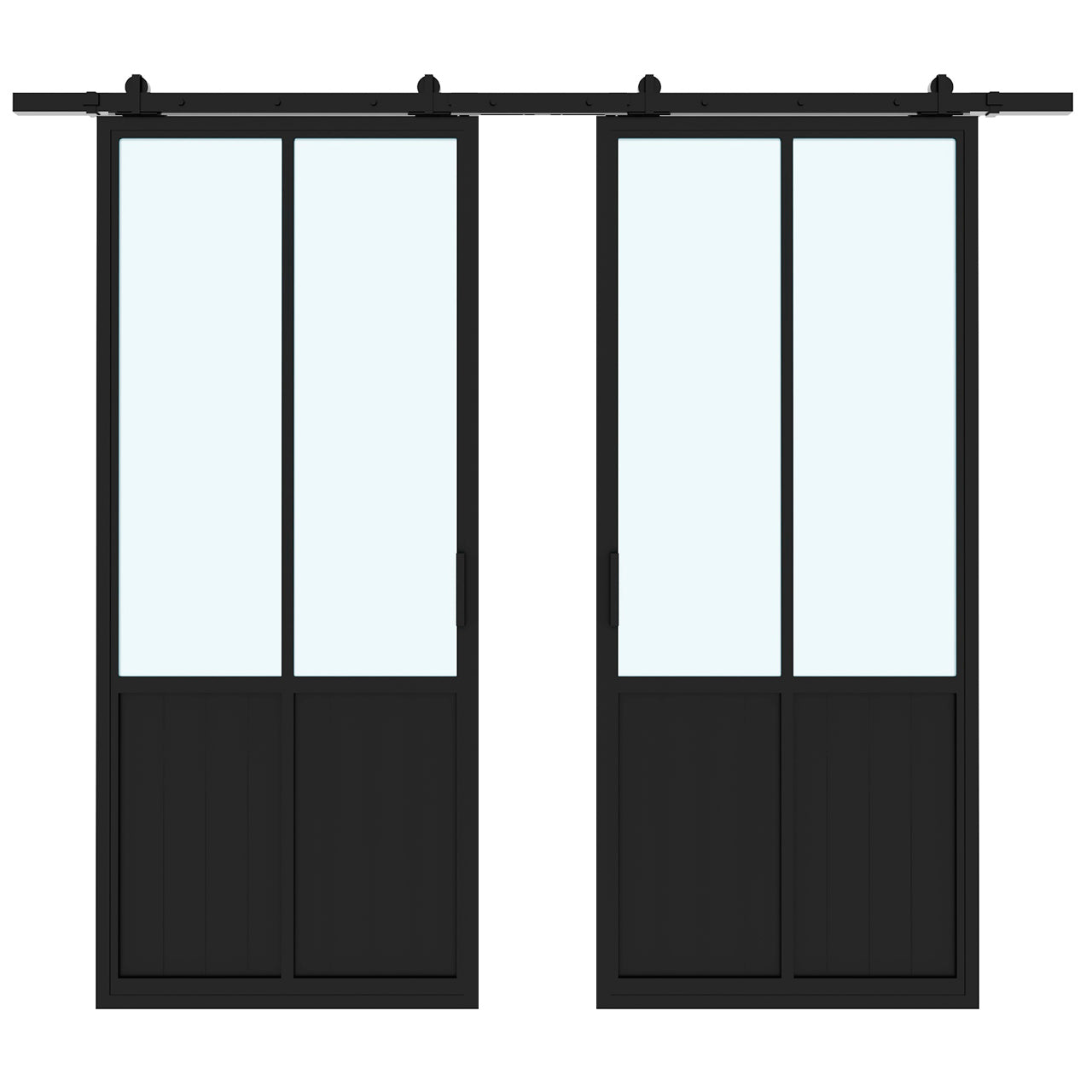 X2 Lite Double Interior Steel Glass Barn Door