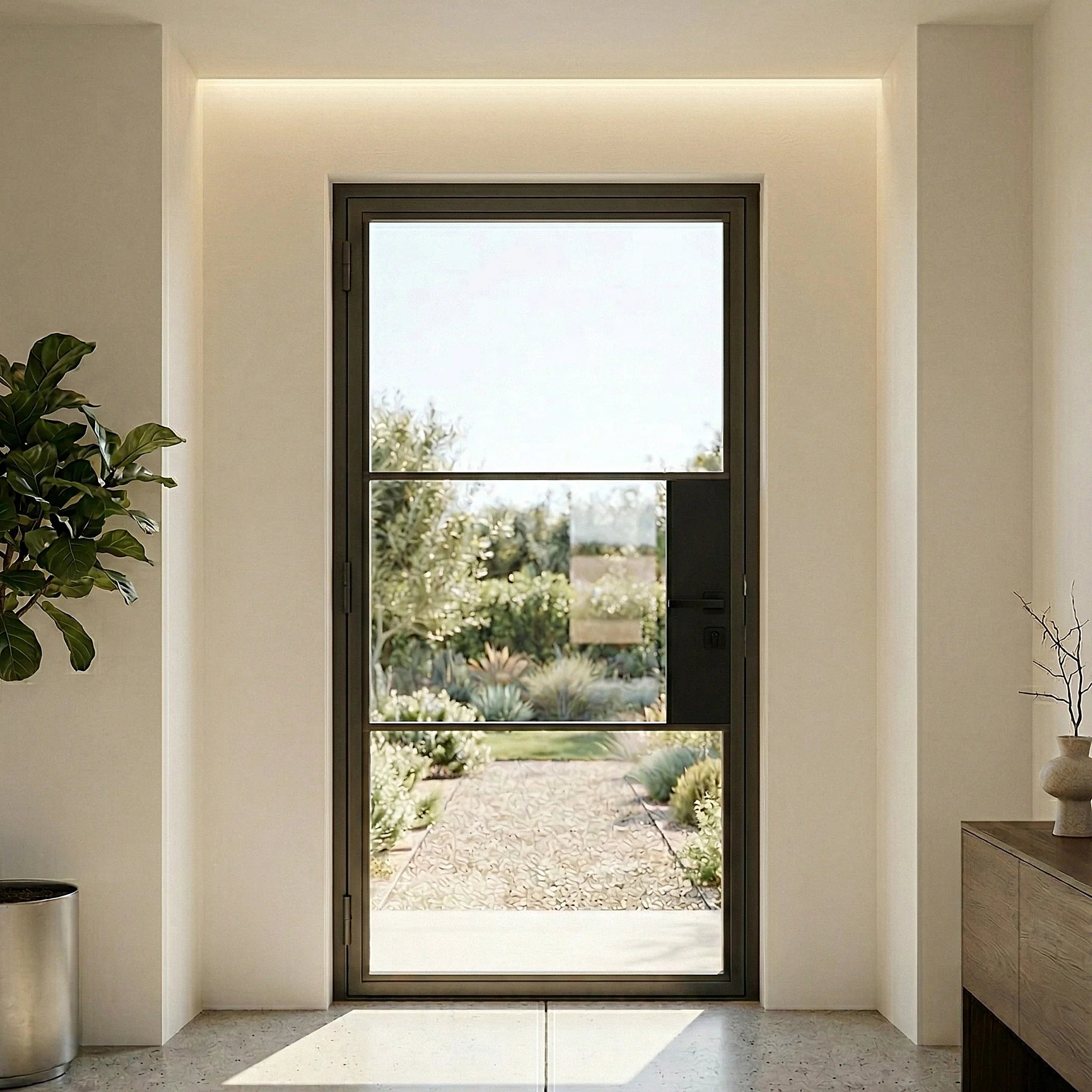 3 Lite Entryway Steel French Door - AlpadaDoors - Exterior single swing door