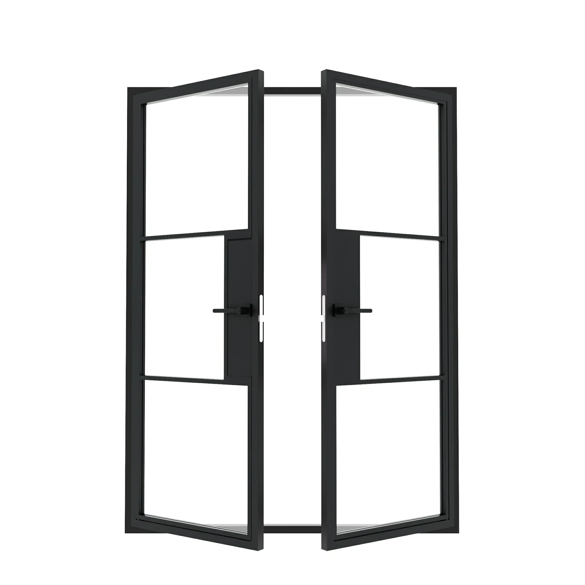 3 Lite Entryway Steel French Double Door