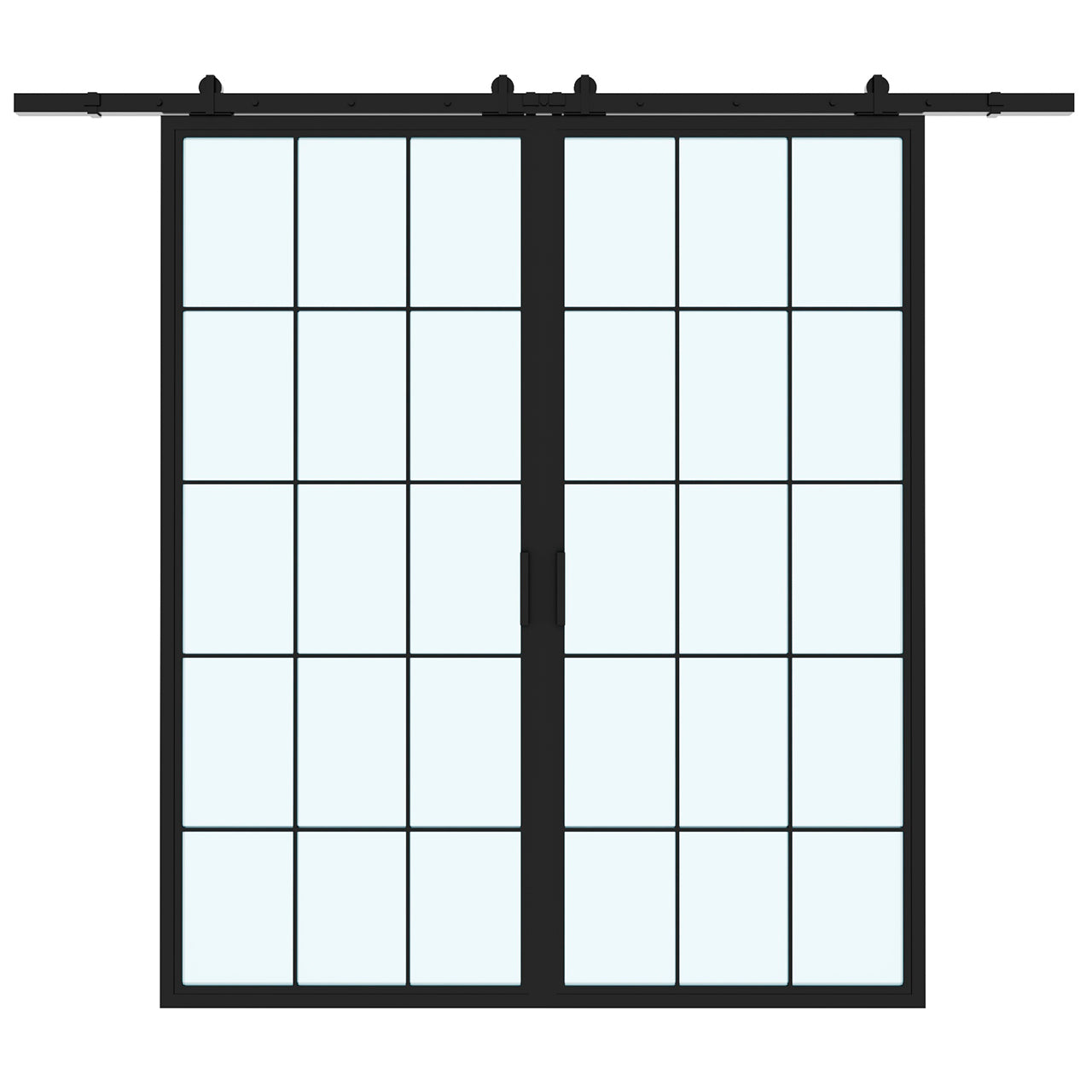 15 Lite Double Interior Steel Glass Barn Door