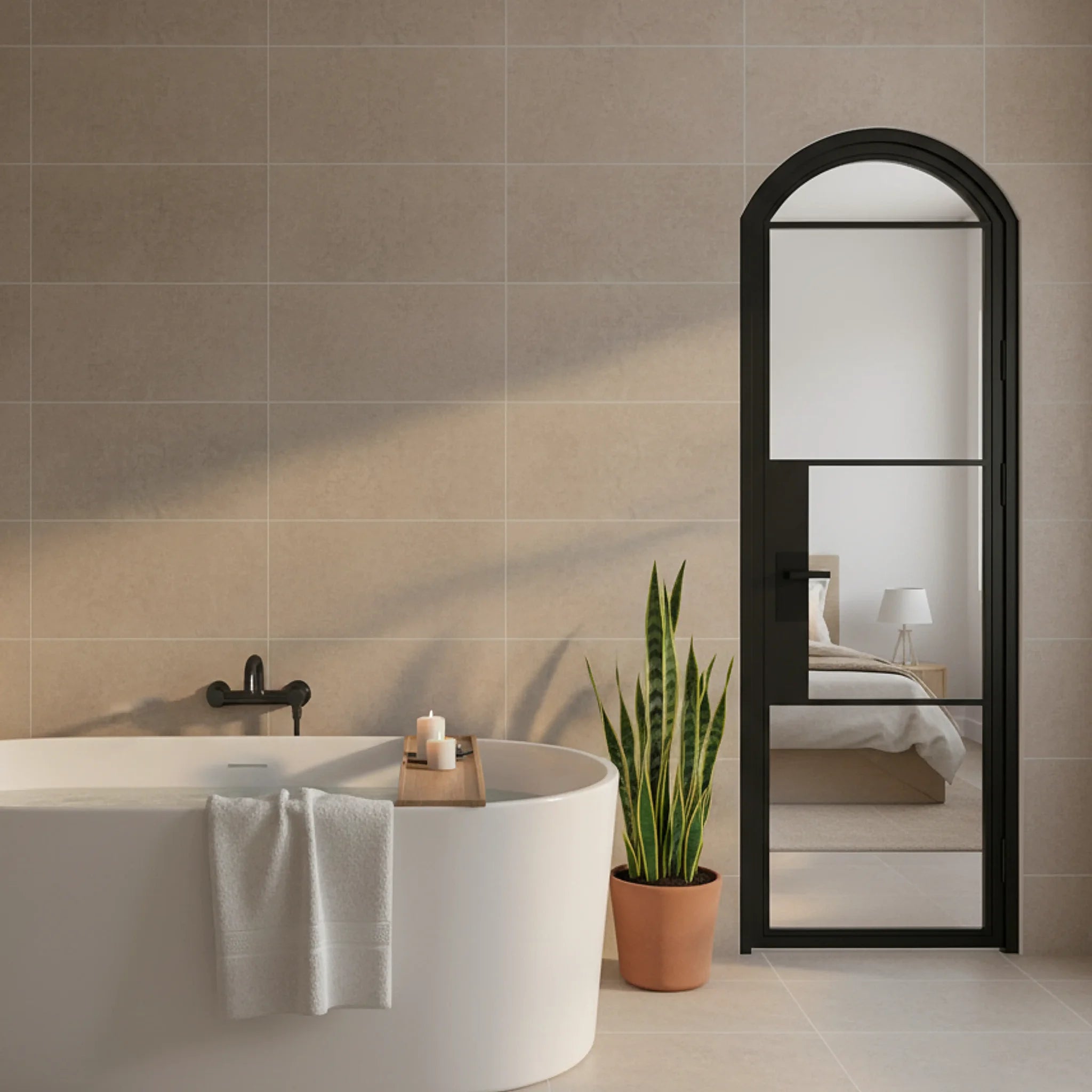 4 Lite Interior Steel Arched Top French Door Modern Line - Alpada Doors