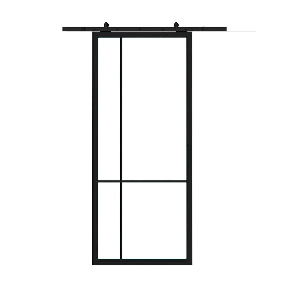 4 Lite Interior Steel Barn Door – Bottom Outward - AlpadaDoors - Interior single barn door