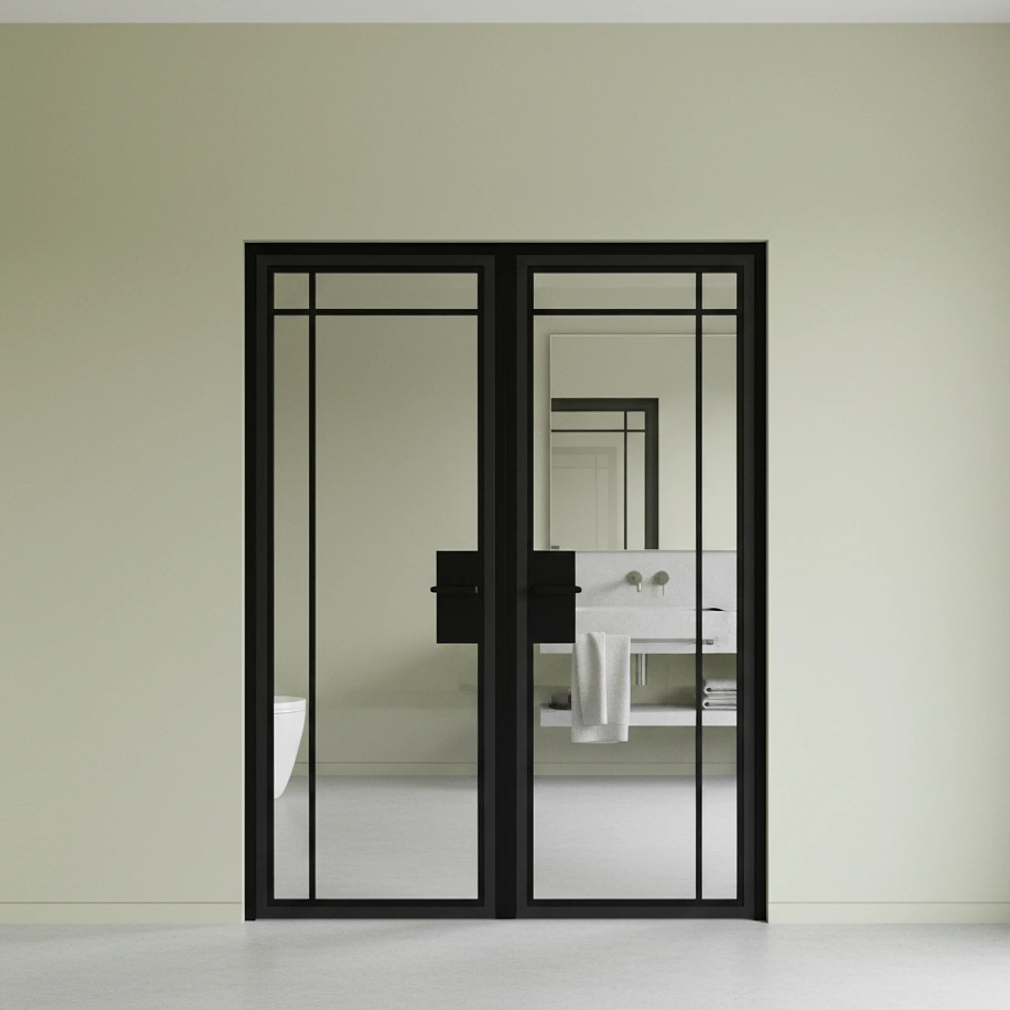 4 Lite Interior Steel Double Door Top Outward Edgeline - Alpada Doors