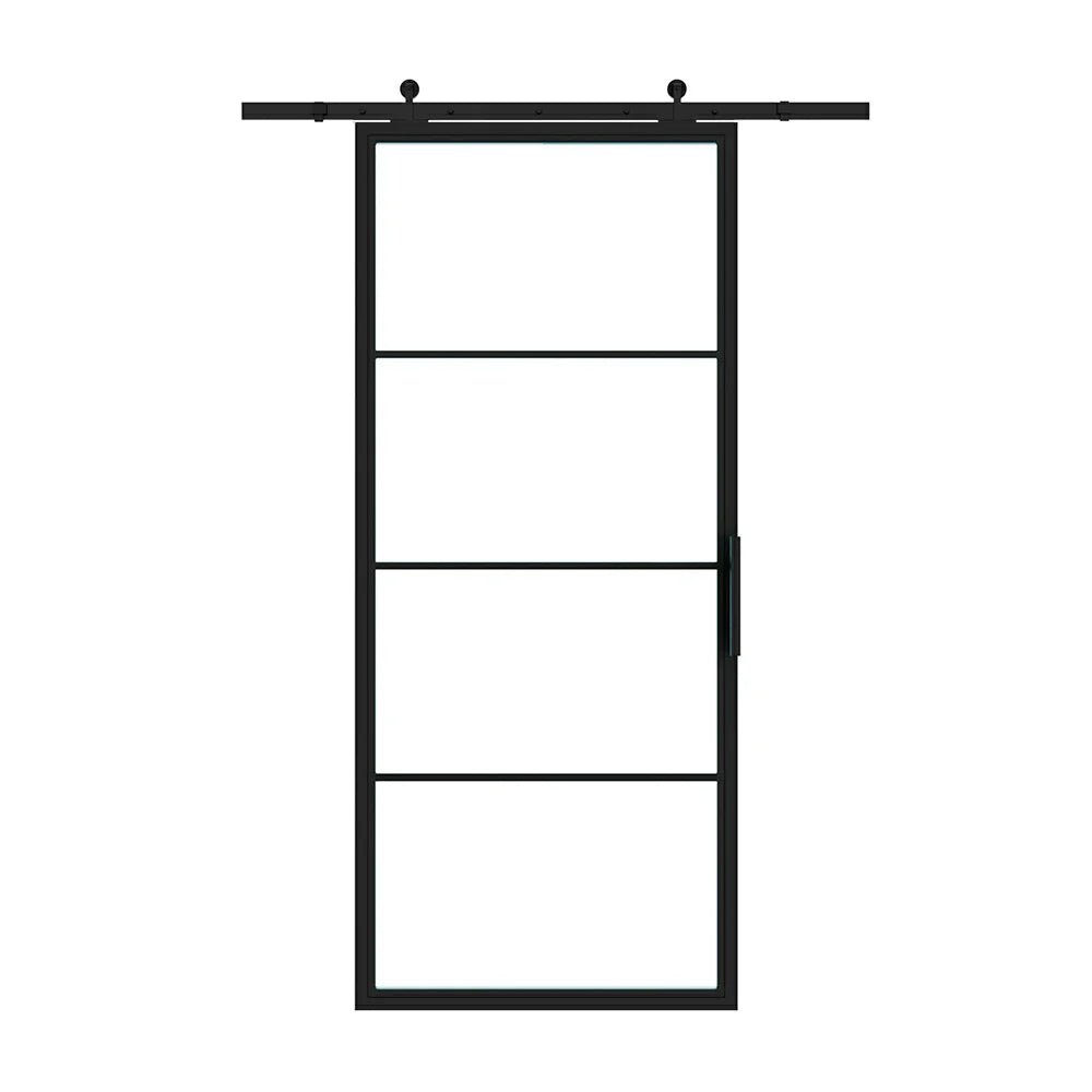 4 Lite Interior Steel French Barn Door - AlpadaDoors - Interior single barn door