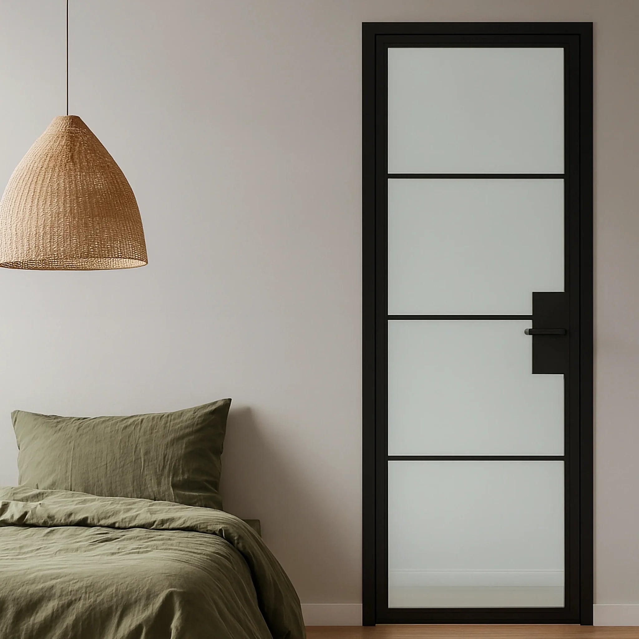 4 Lite Interior Steel French Door Frosted Glass - AlpadaDoors - Interior single swing door