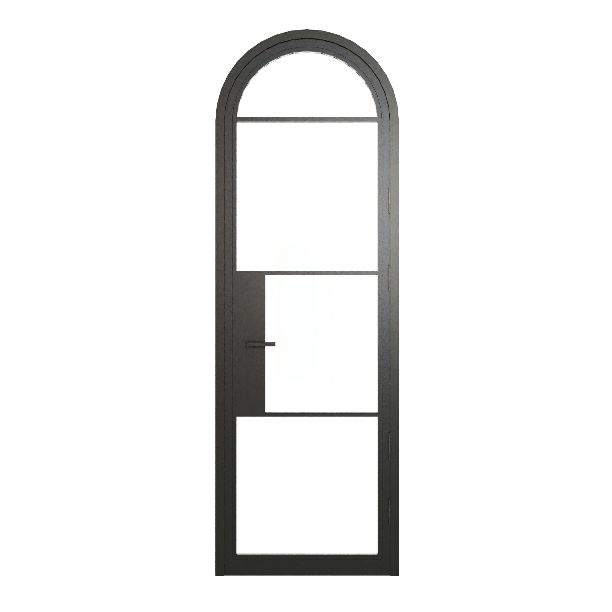 4 Lite Round Top Single Front Door - steel and glass front door closed view - Alpada Doors