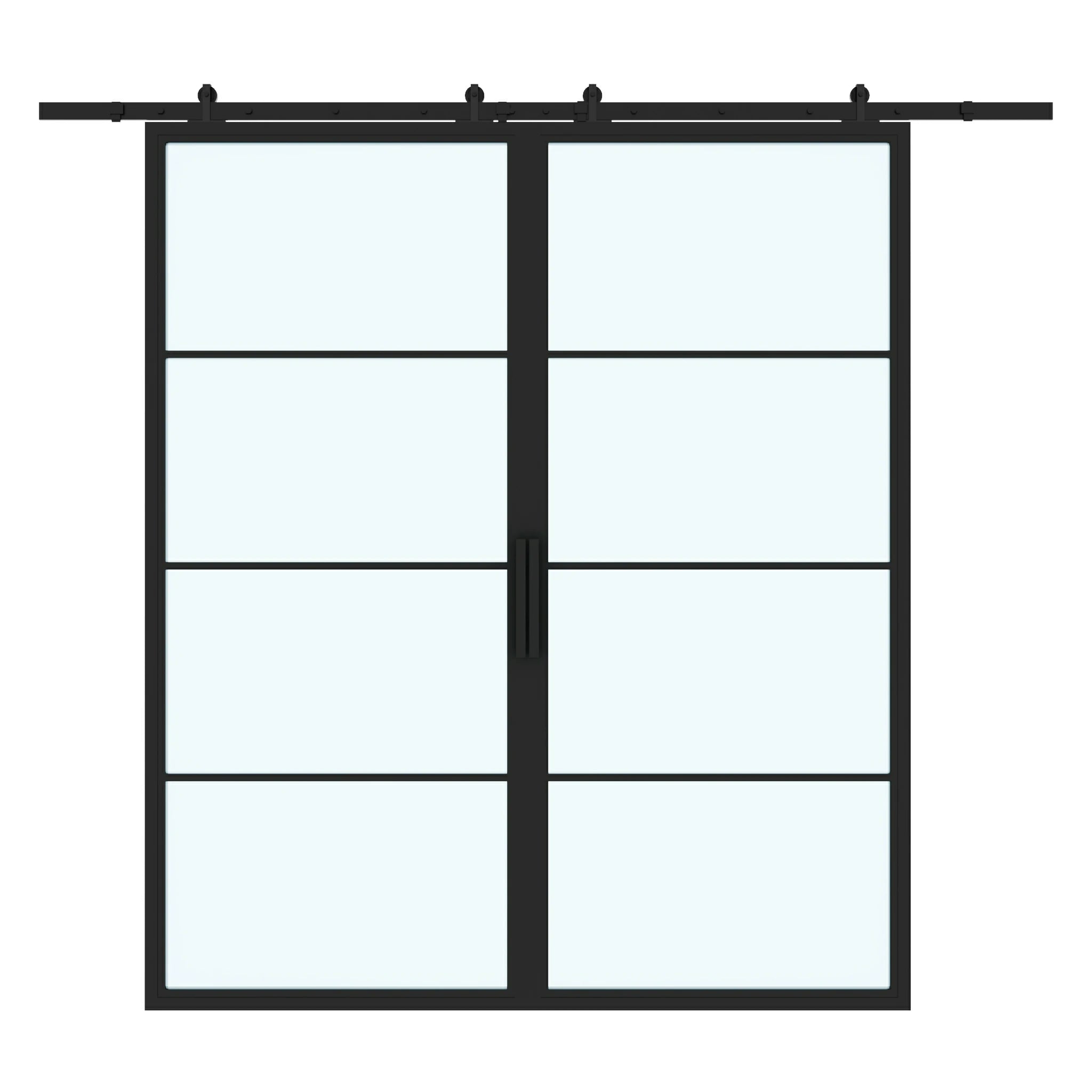 4 Lite Double Interior Steel Glass Barn Door