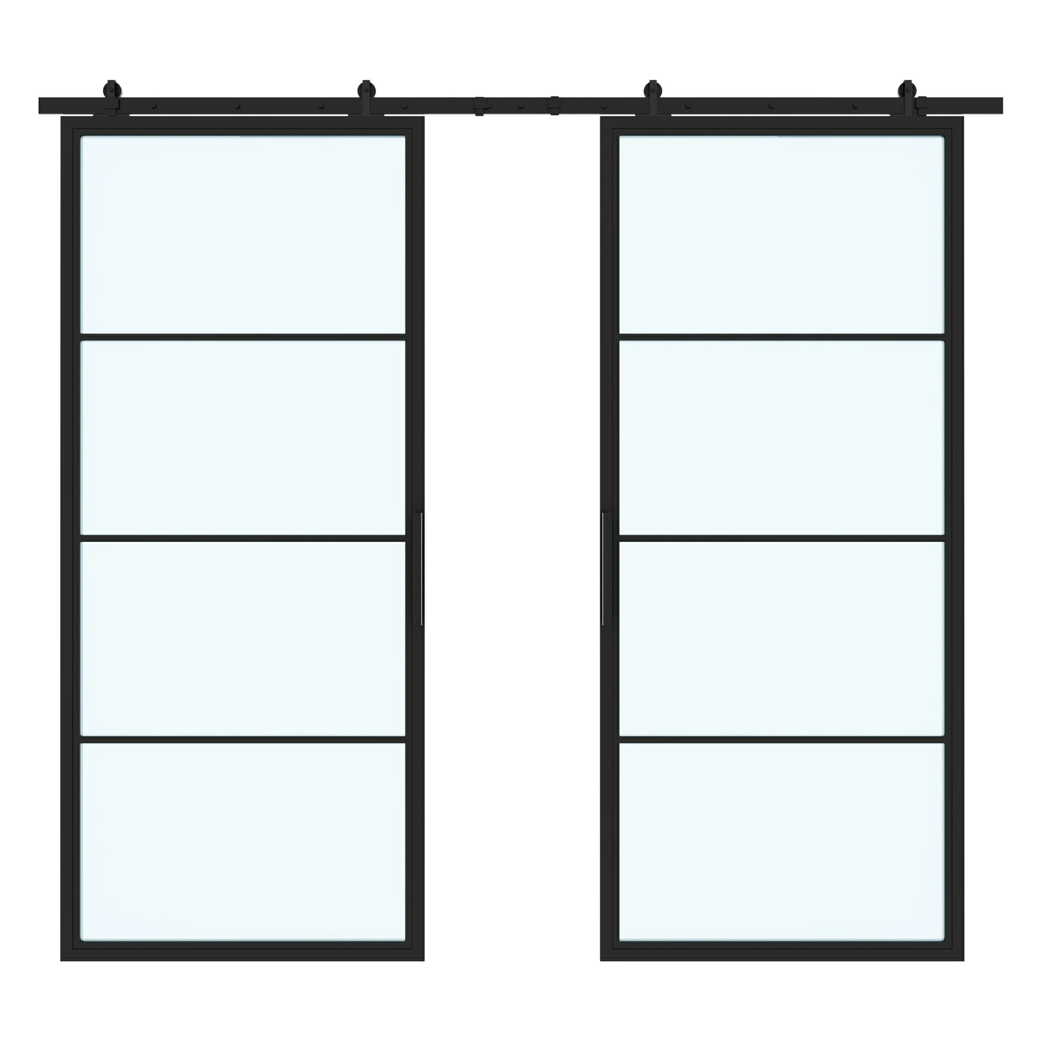 4 Lite Double Interior Steel Glass Barn Door