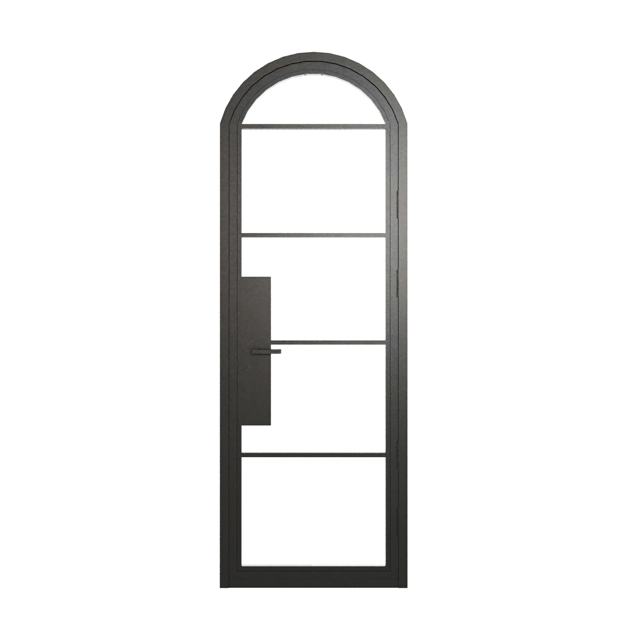 5 Lite Arched Single Front Door - steel and glass front door closed view - Alpada Doors