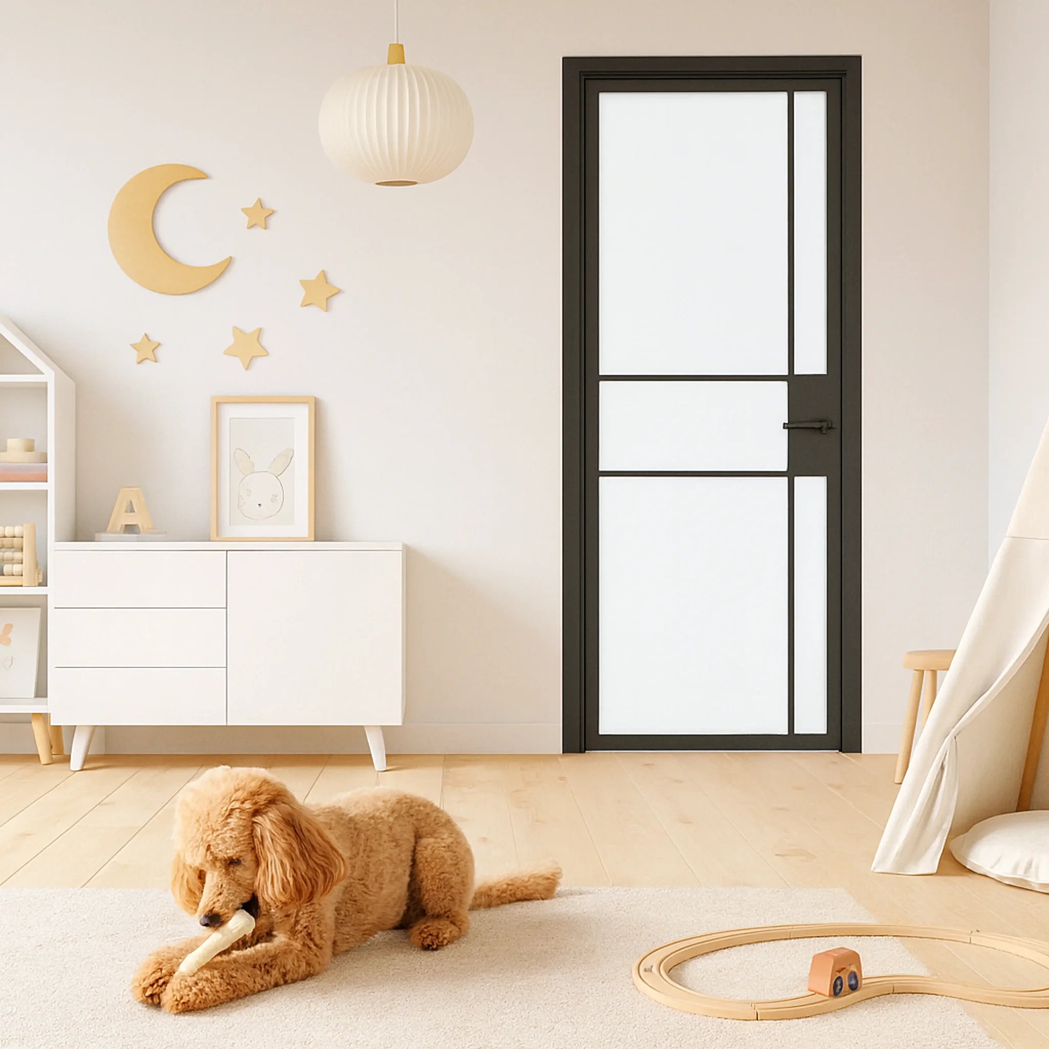 5 Lite Interior Steel Door – Inward Frosted Glass - AlpadaDoors - Interior single swing door