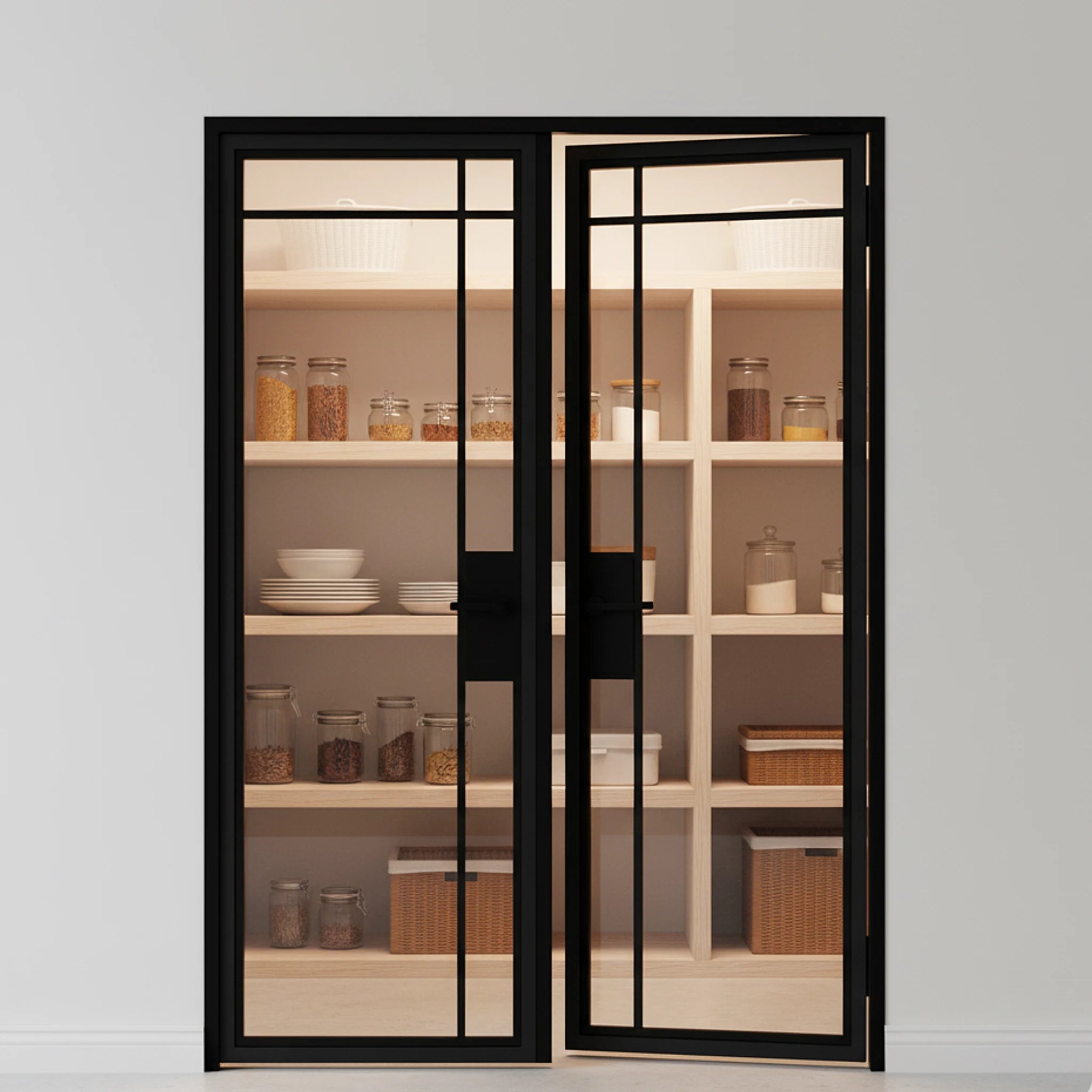 5 Lite Interior Steel Double Door Top Inward Edgeline - Alpada Doors