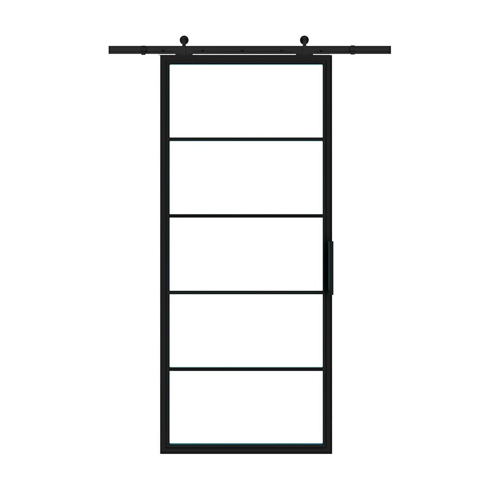 5 Lite Interior Steel French Barn Door - AlpadaDoors - Interior single barn door