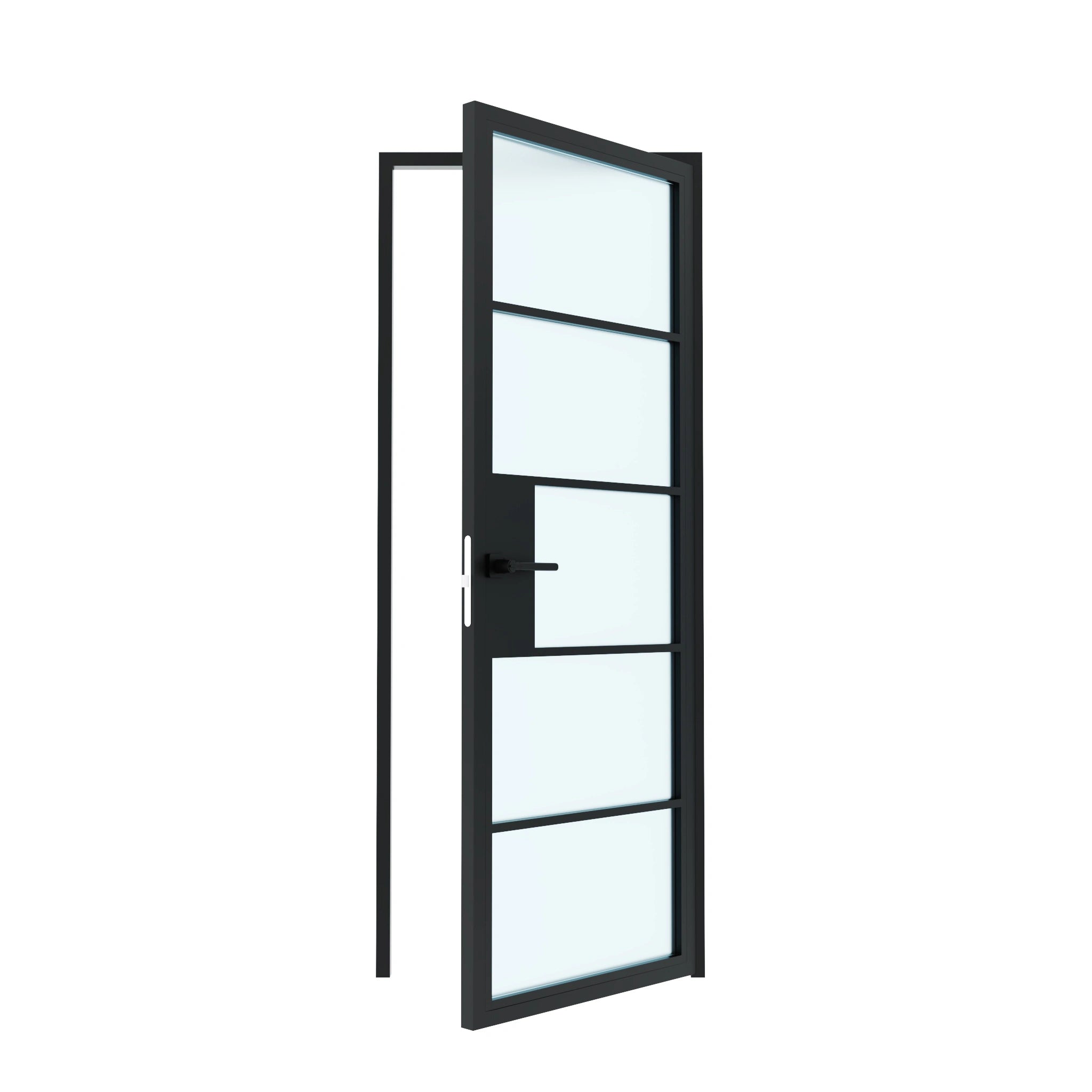 5 Lite Interior Steel French Door Frosted Glass Right Hand Open