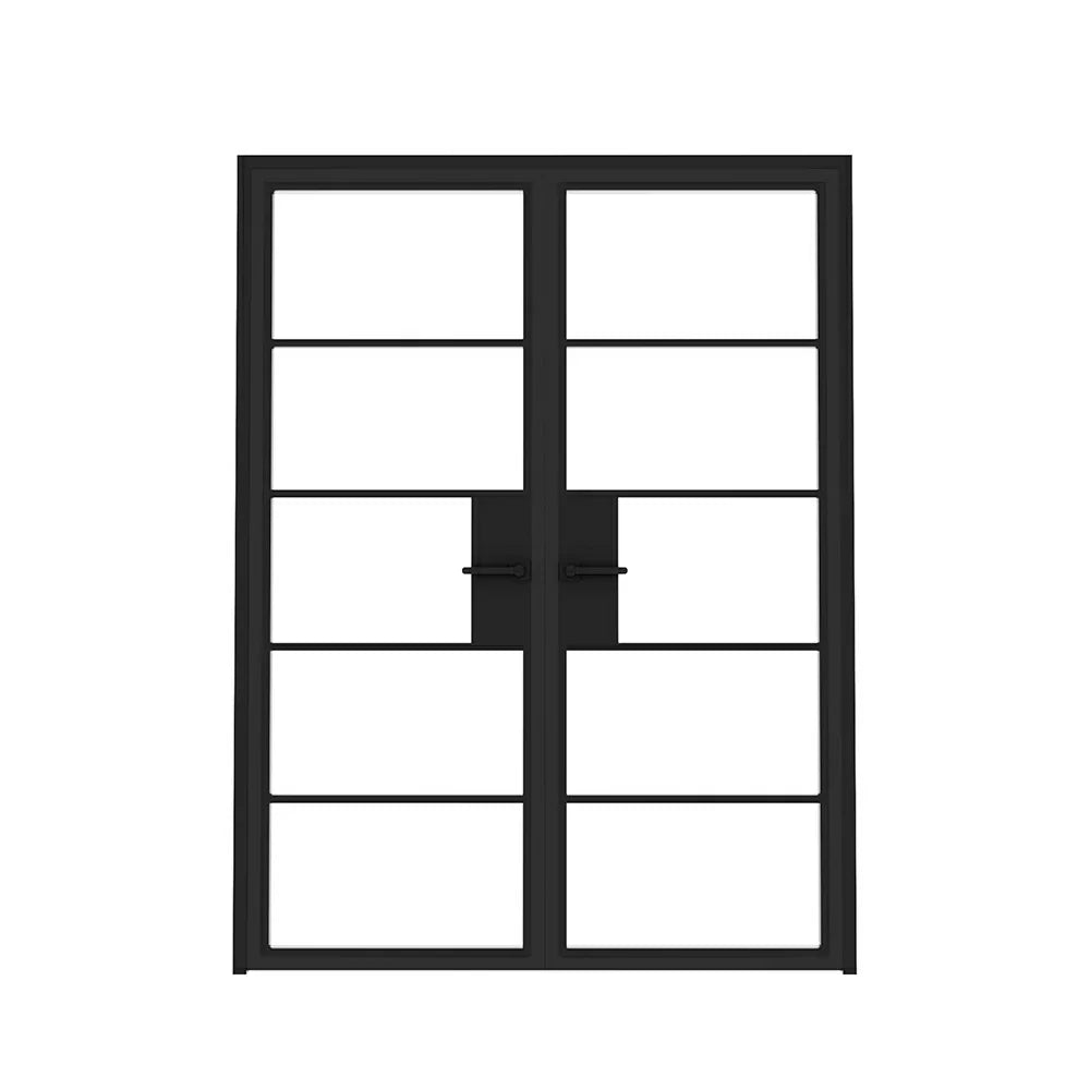5 Lite Interior Steel French Double Door