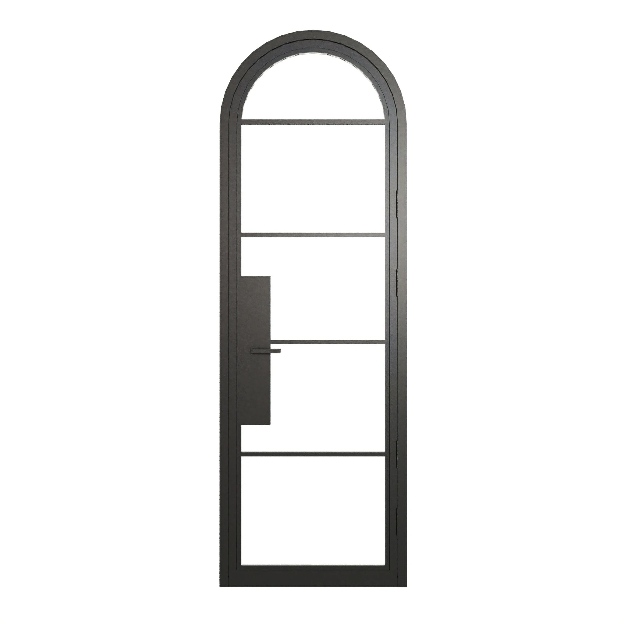 5 Lite Round Top Single Front Door - steel and glass front door closed view - Alpada Doors