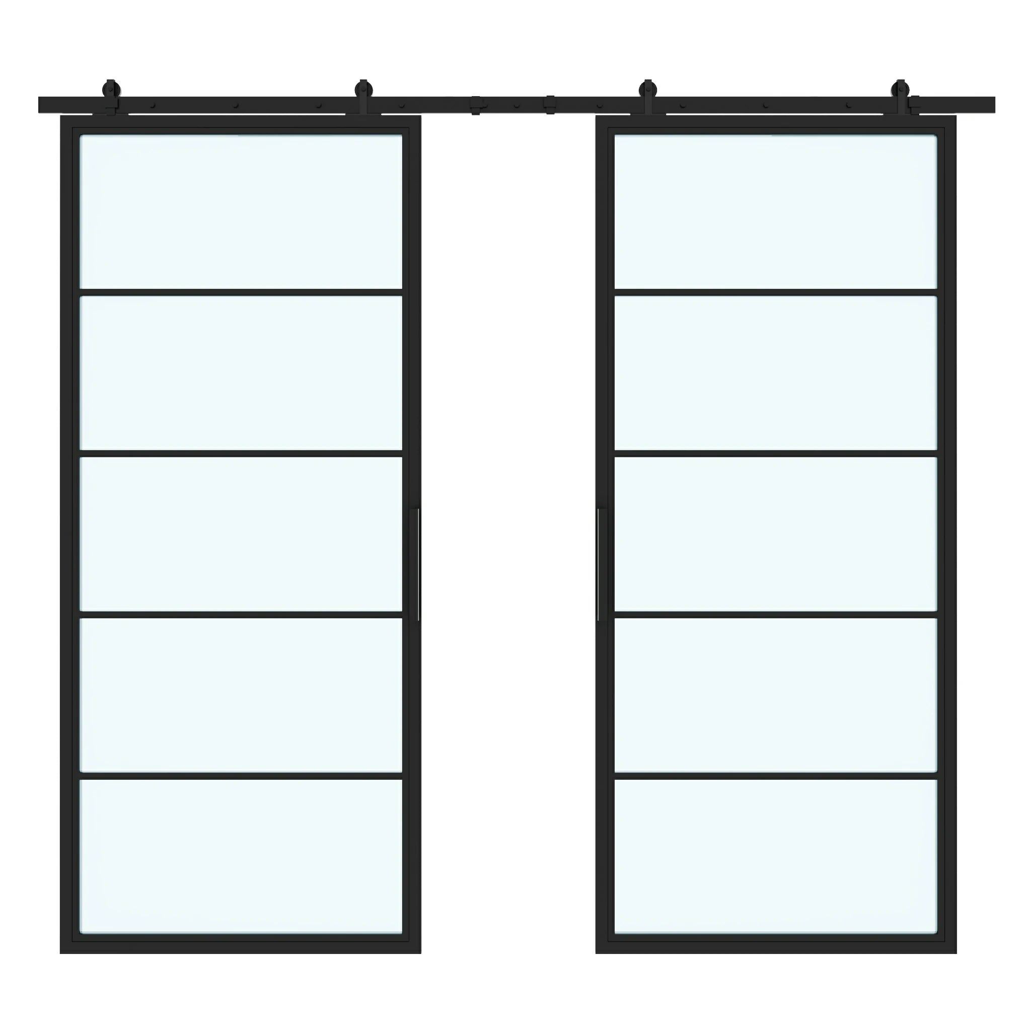 5 Lite Double Interior Steel Glass Barn Door