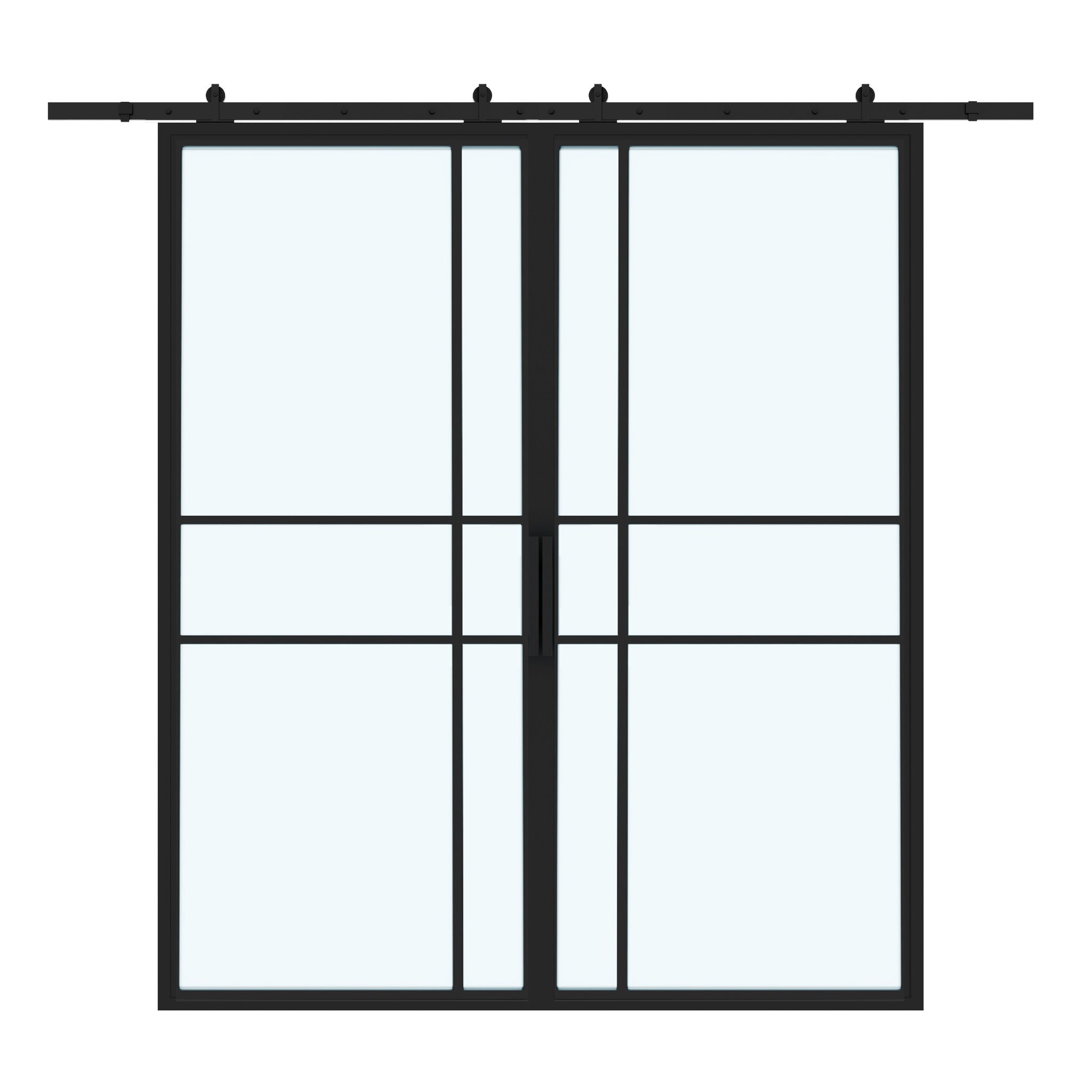 6X Lite Double Interior Steel Glass Barn Door