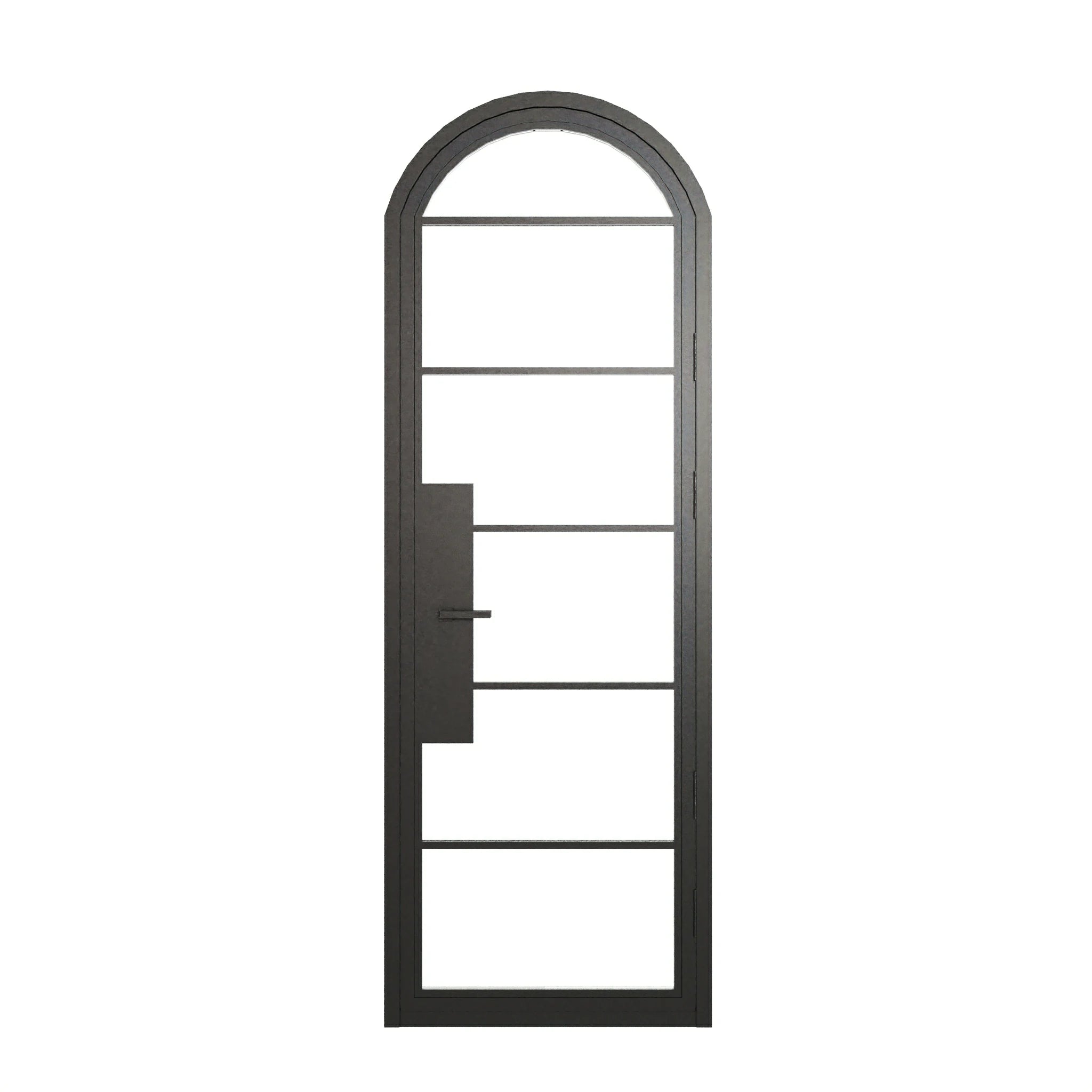 6 Lite Arched Single Front Door - steel and glass front door closed view - Alpada Doors