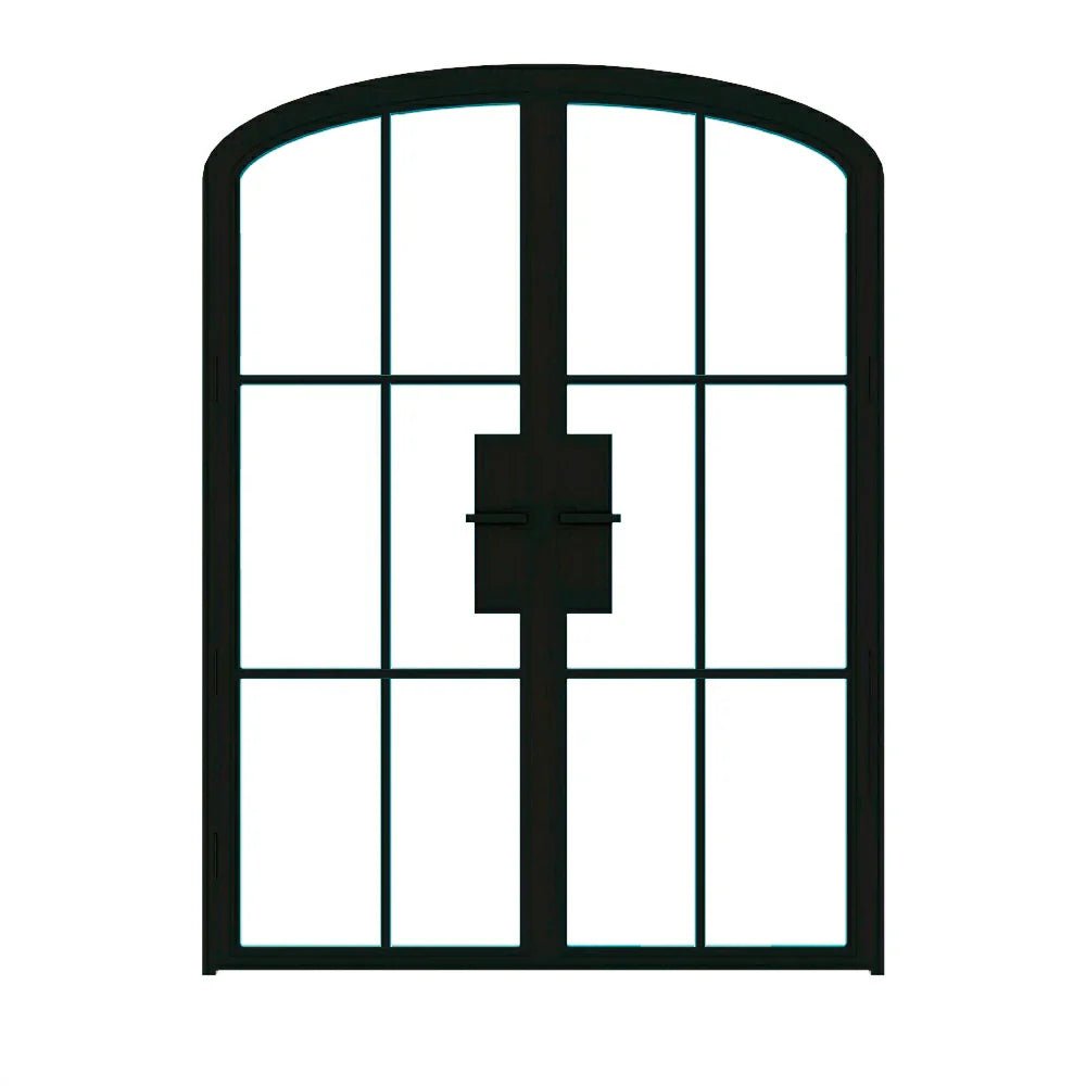 6 Lite Interior Steel Arched Top French Double Door - AlpadaDoors - Arched interior french doors