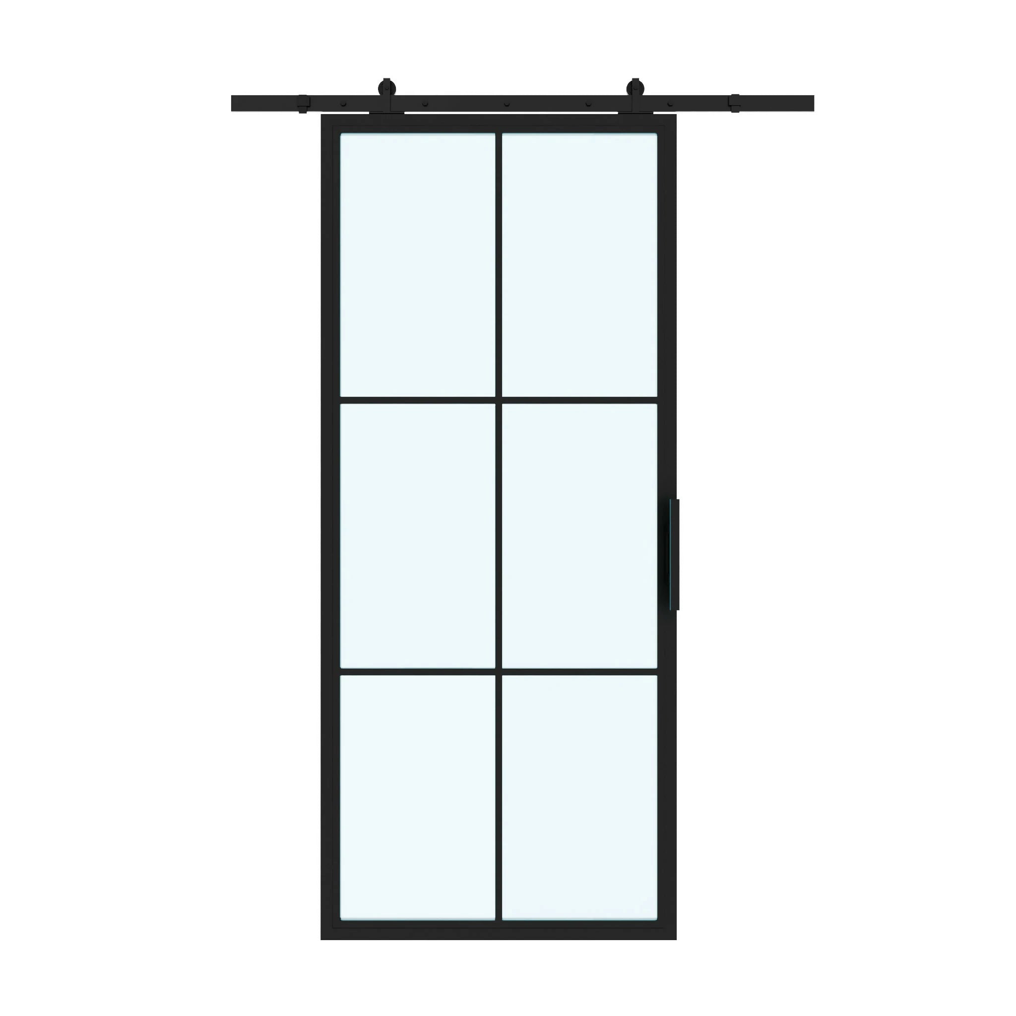 6 Lite Interior Steel Barn Door Frosted Glass