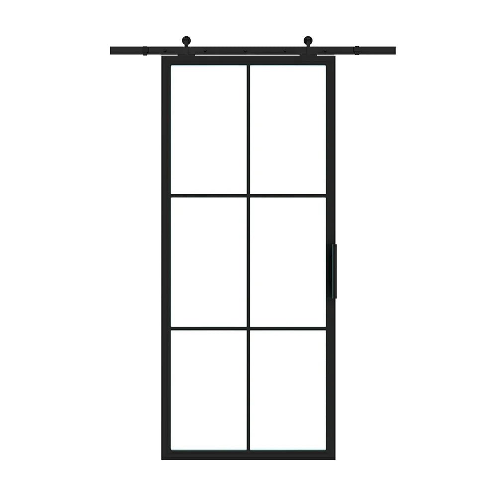 6 Lite Interior Steel French Barn Door - AlpadaDoors - Interior single barn door