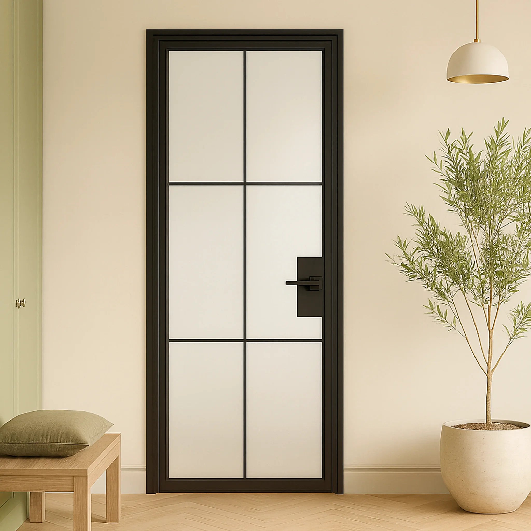 6 Lite Interior Steel French Door Frosted Glass