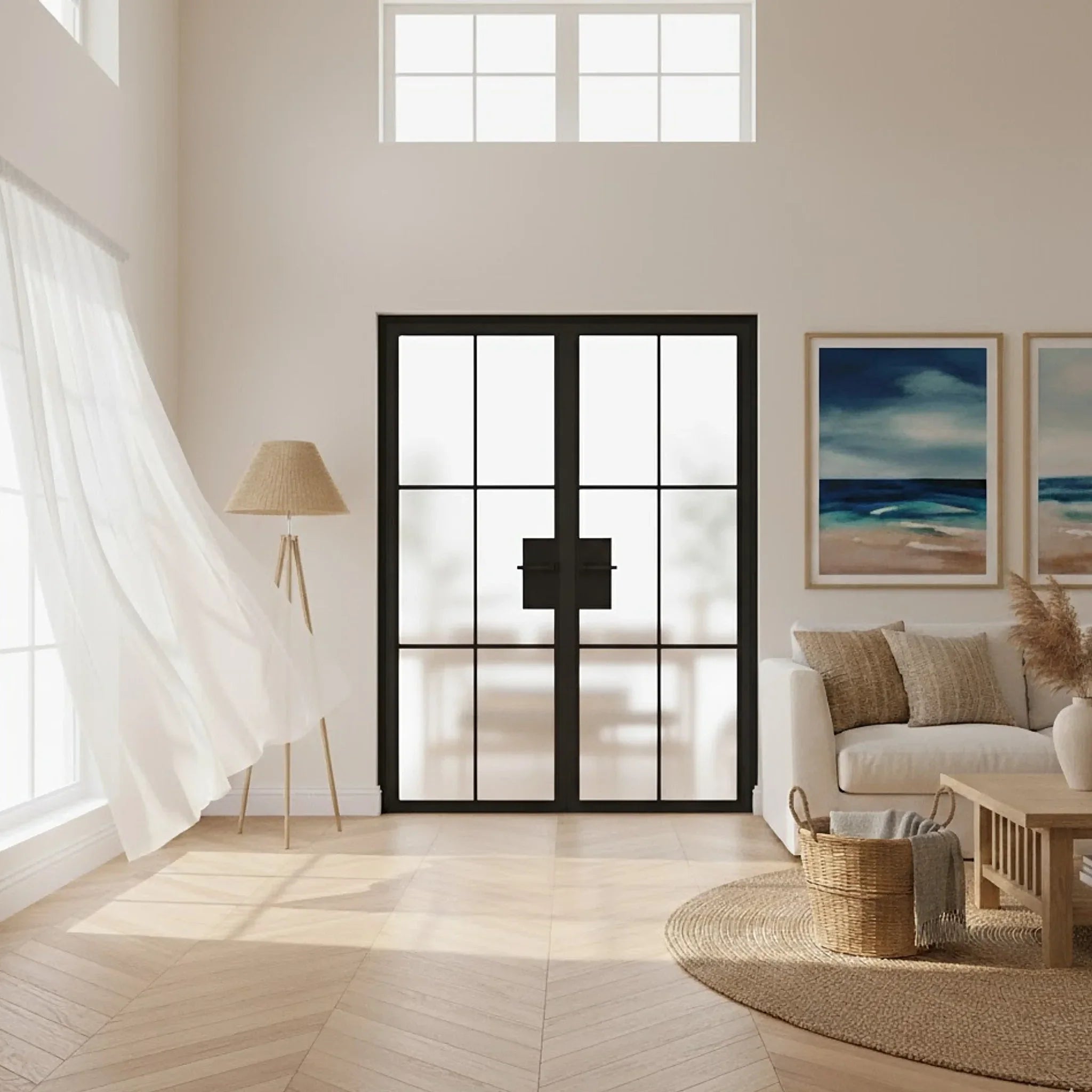 6 Lite Interior Steel French Double Door Clear Glass - AlpadaDoors - Interior double swing door